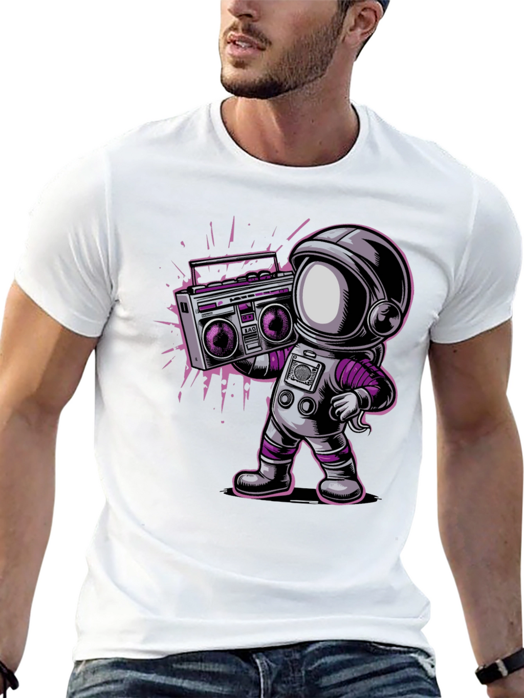 Astronaut Boombox Graphic T-Shirt