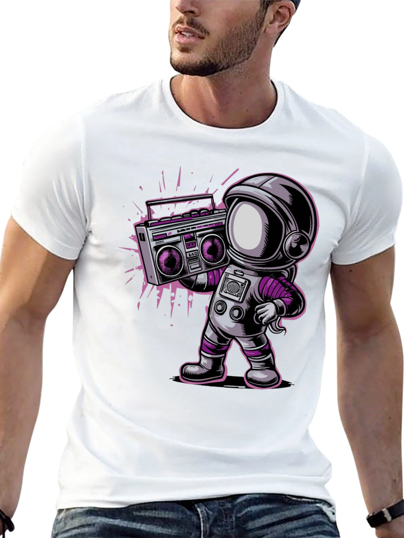 Astronaut Boombox Graphic T-Shirt