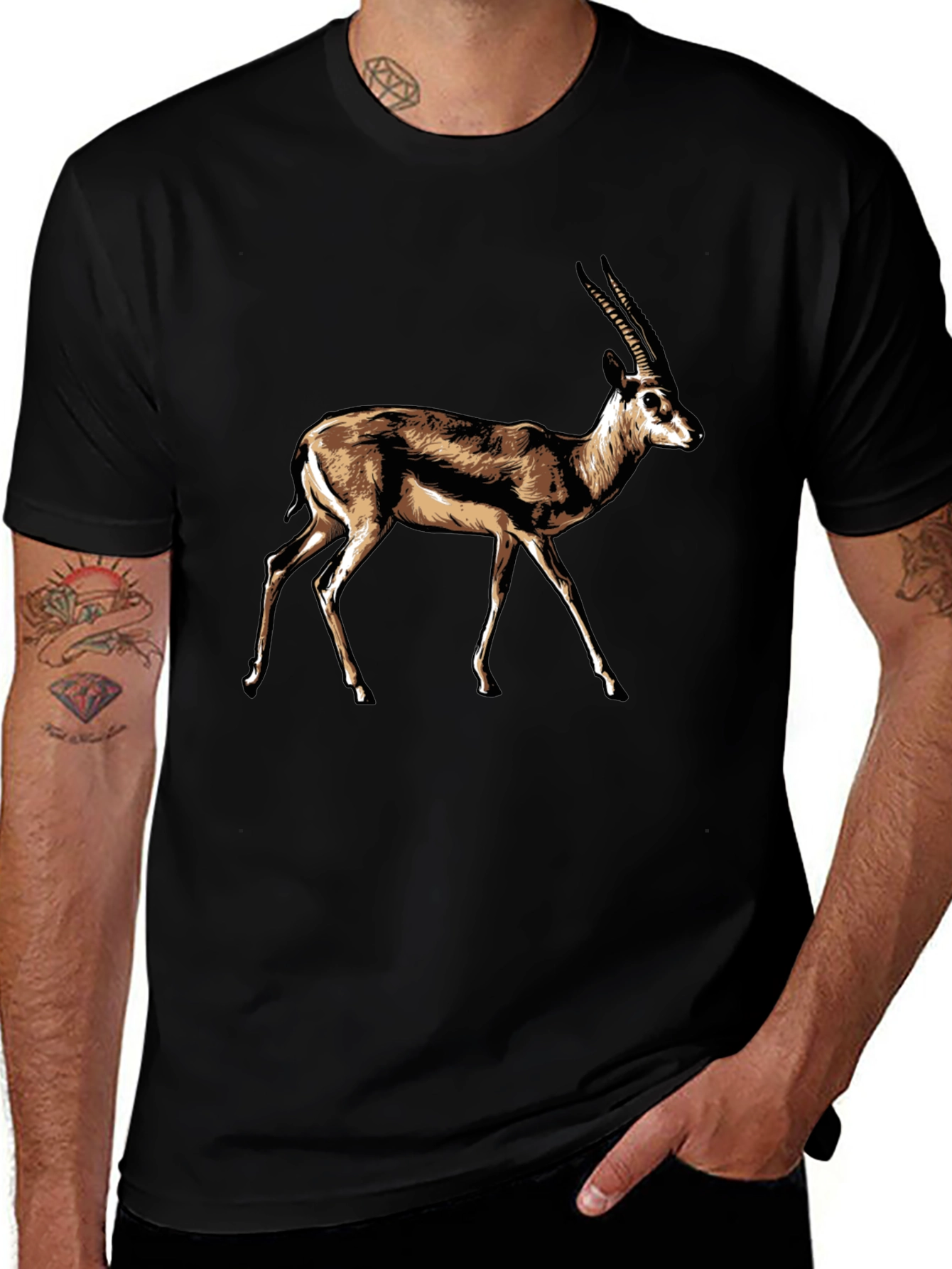 Antelope Graphic Tee - Stylish Mens Black T-Shirt