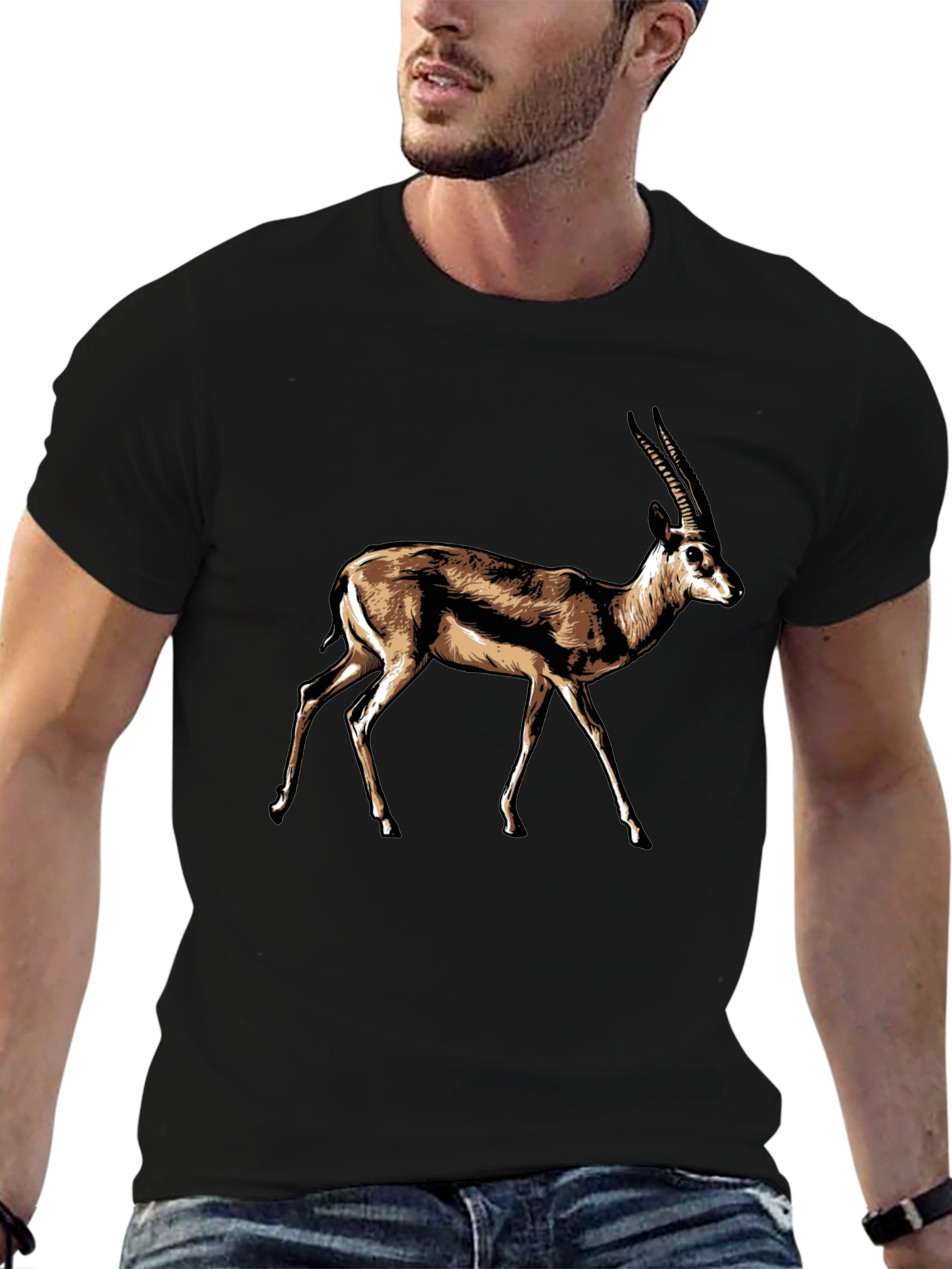 Antelope Graphic Tee - Stylish Mens Black T-Shirt
