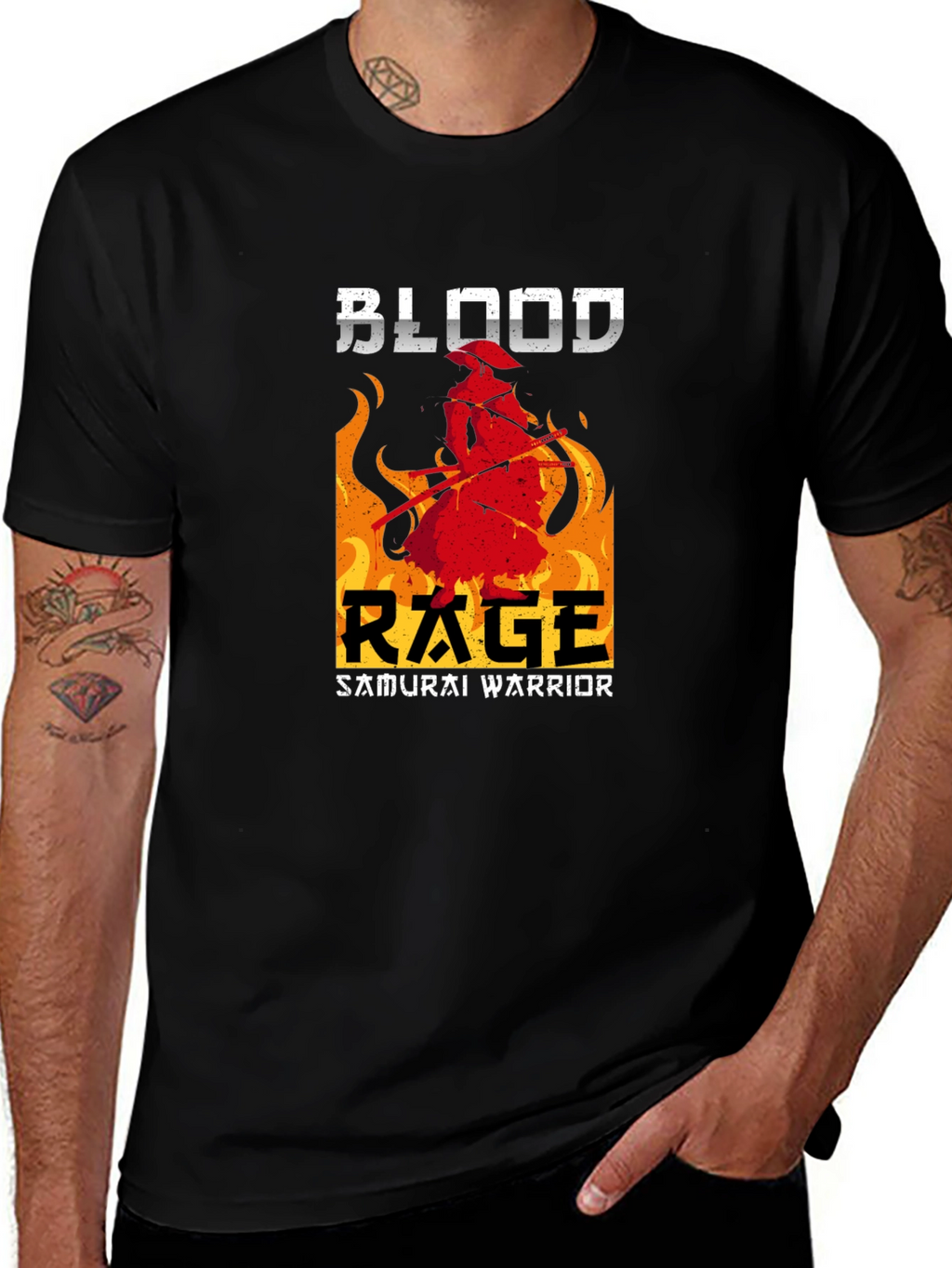 Blood Rage Samurai Warrior Graphic Tee