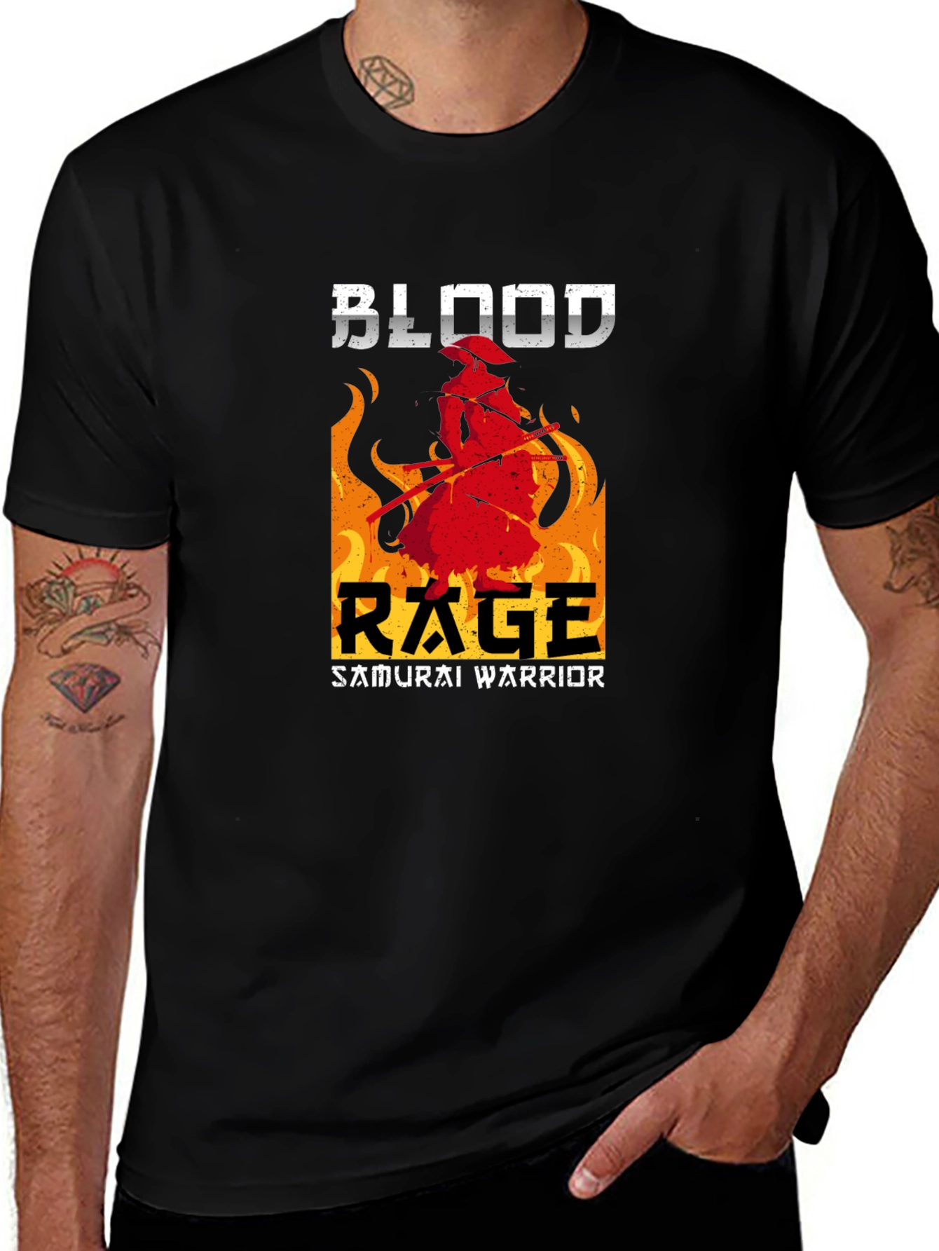 Blood Rage Samurai Warrior Graphic Tee