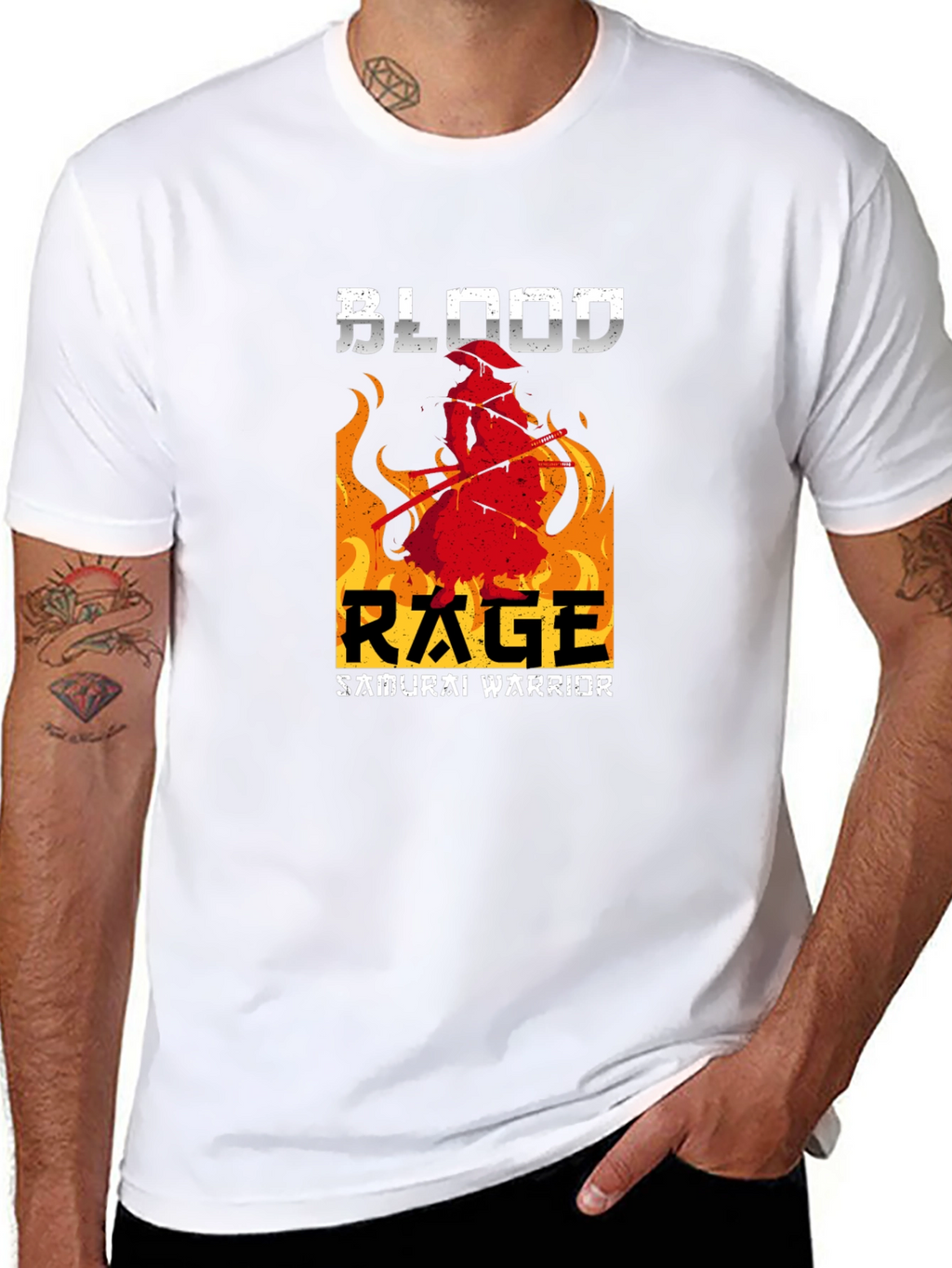 Blood Rage Samurai Warrior Graphic Tee