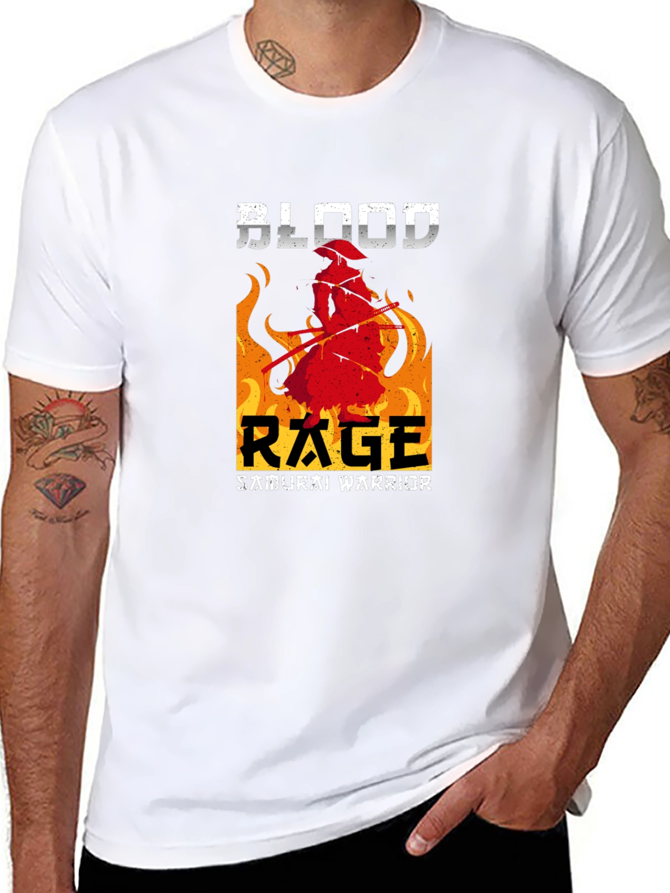 Blood Rage Samurai Warrior Graphic Tee