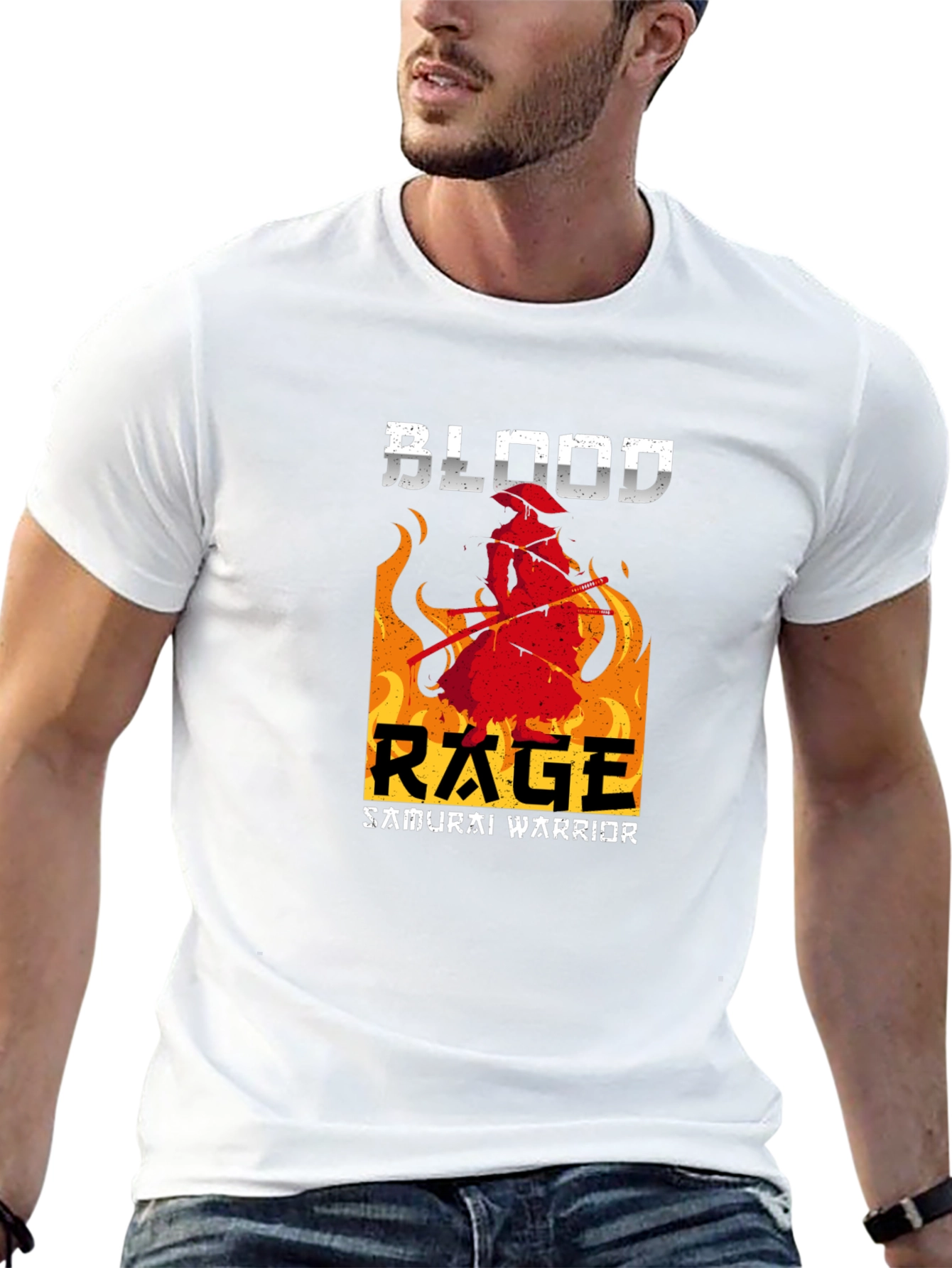 Blood Rage Samurai Warrior Graphic Tee
