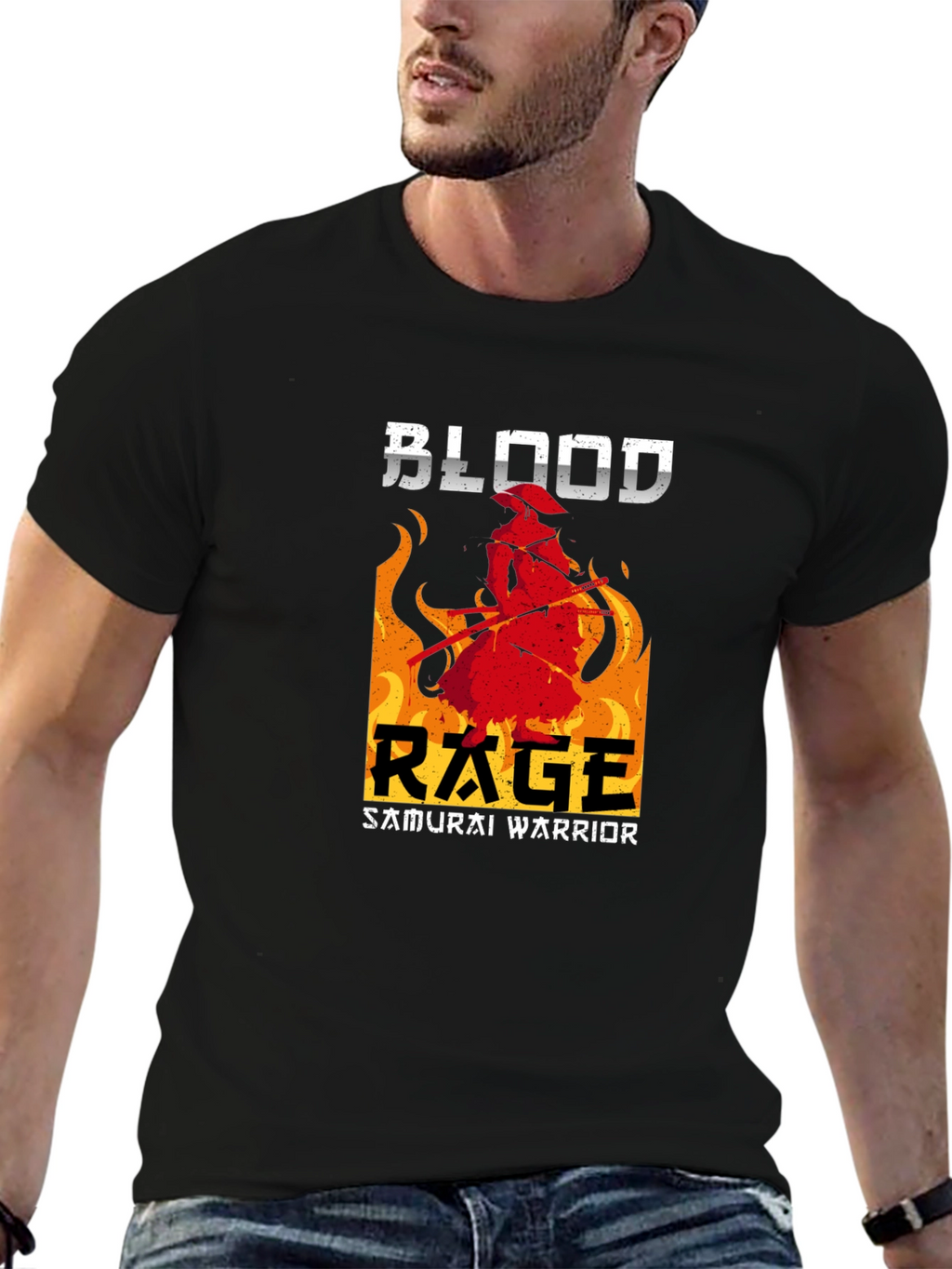 Blood Rage Samurai Warrior Graphic Tee