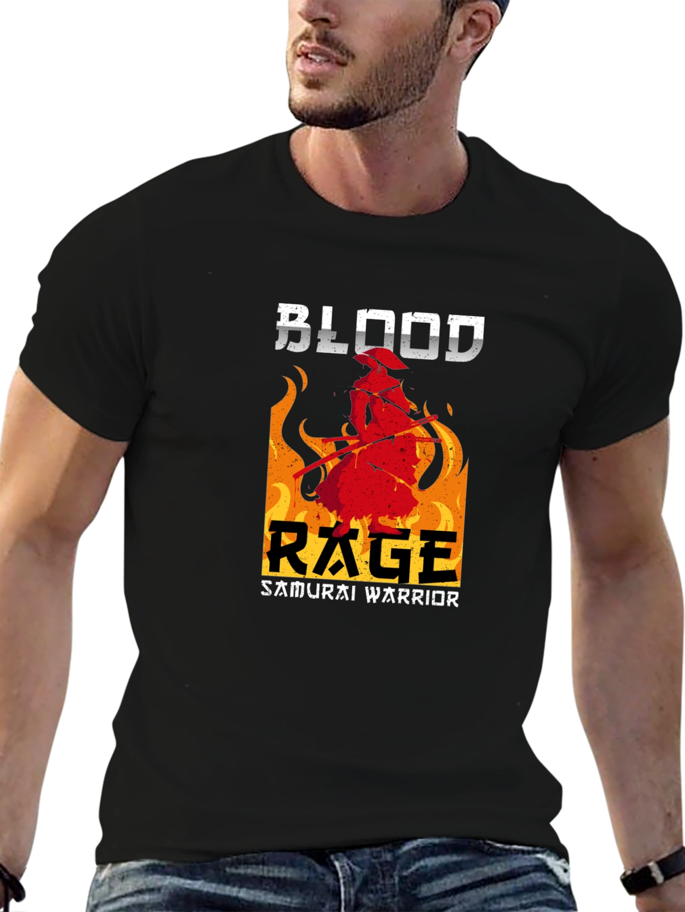 Blood Rage Samurai Warrior Graphic Tee