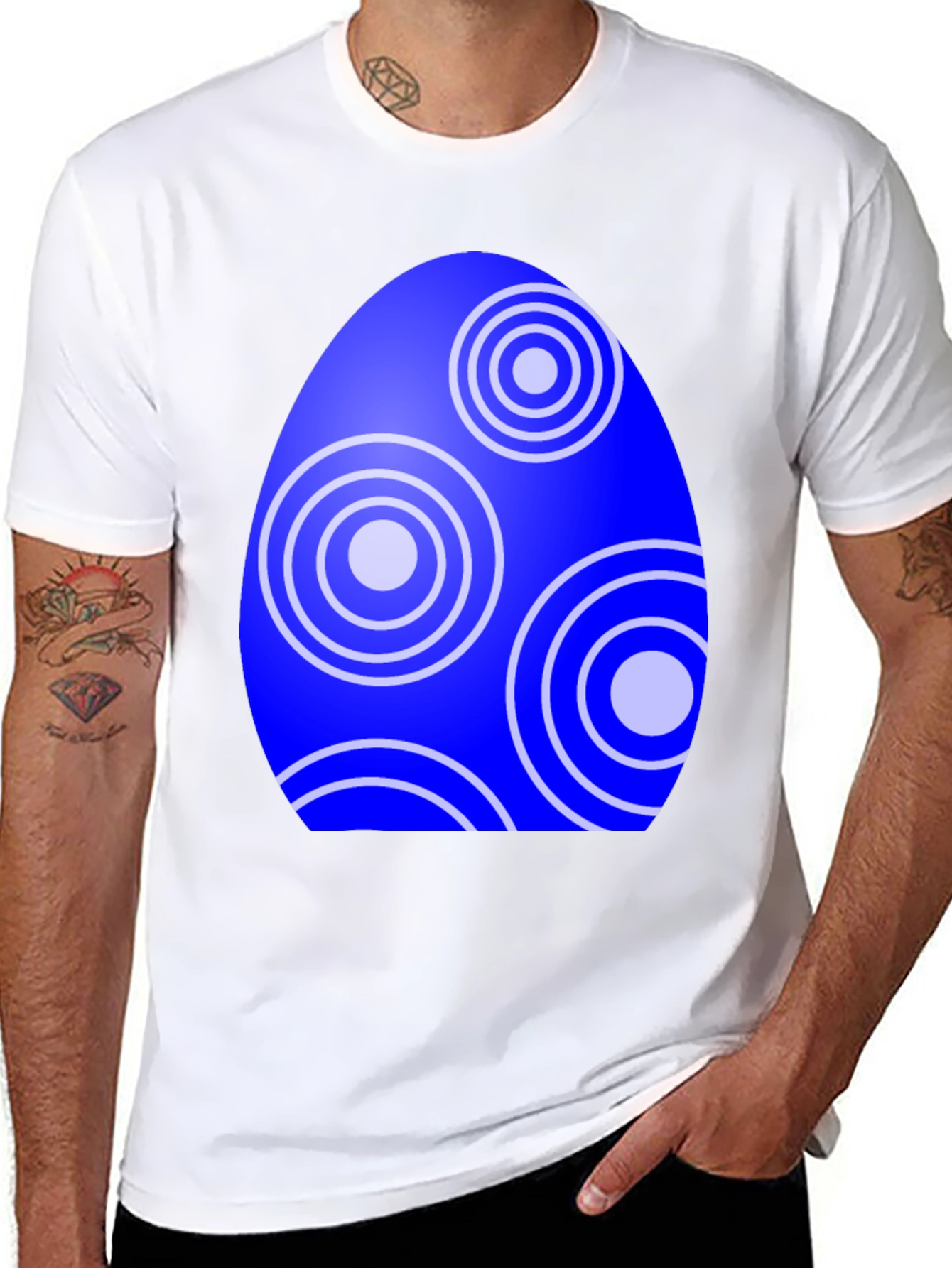 Easter Egg T-Shirt - Circle Pattern Blue Egg