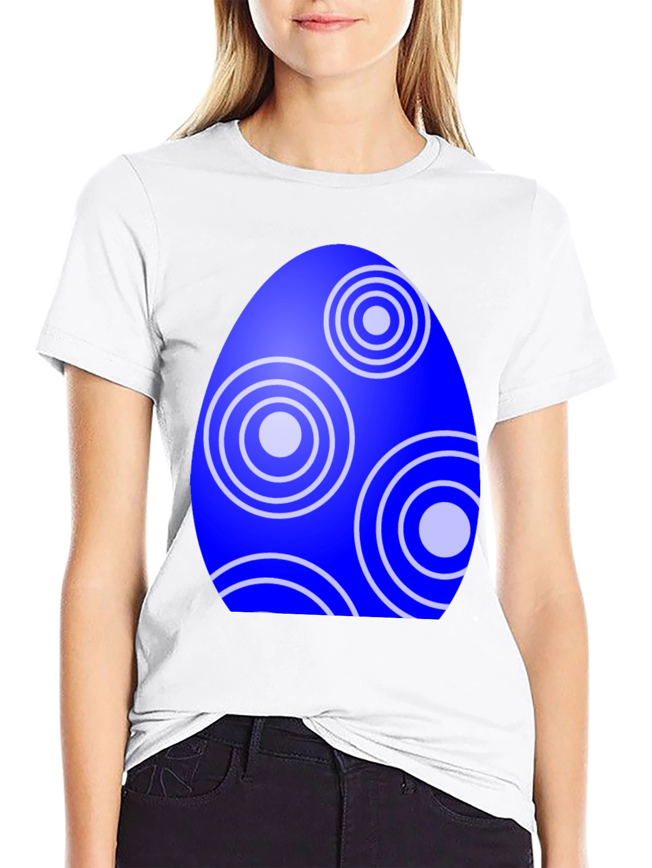 Easter Egg T-Shirt - Circle Pattern Blue Egg