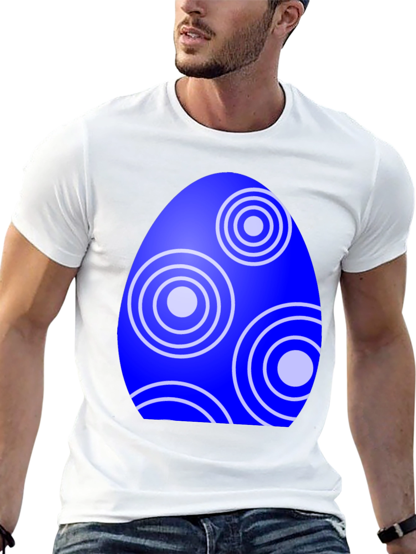 Easter Egg T-Shirt - Circle Pattern Blue Egg