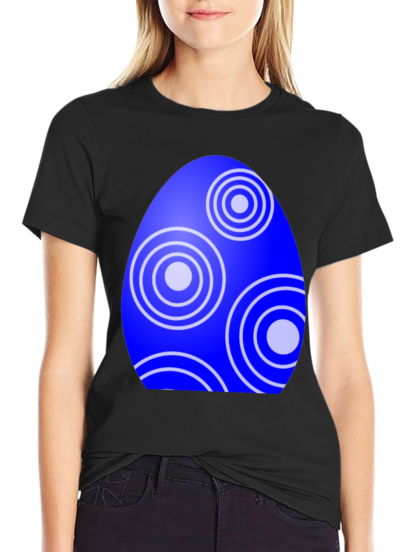 Easter Egg T-Shirt - Circle Pattern Blue Egg