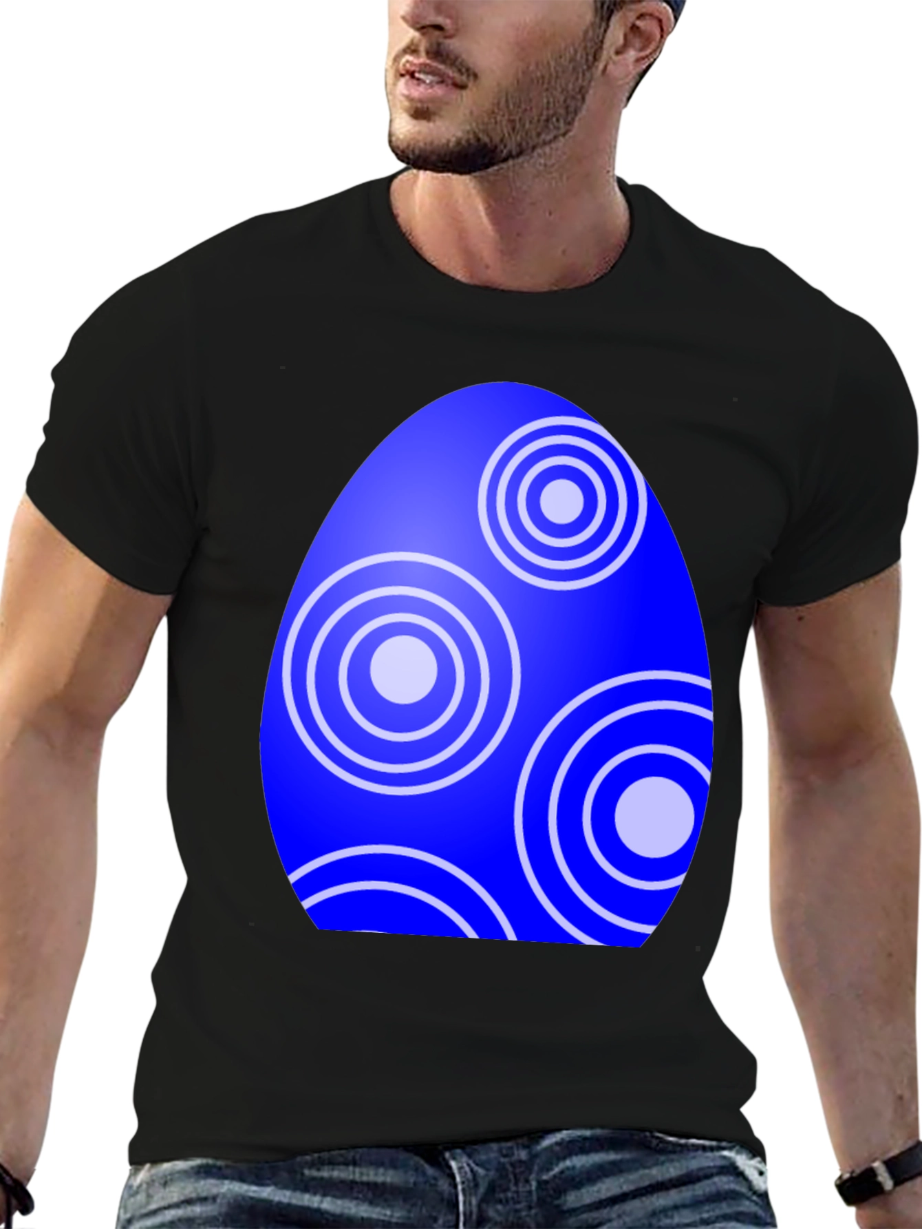 Easter Egg T-Shirt - Circle Pattern Blue Egg