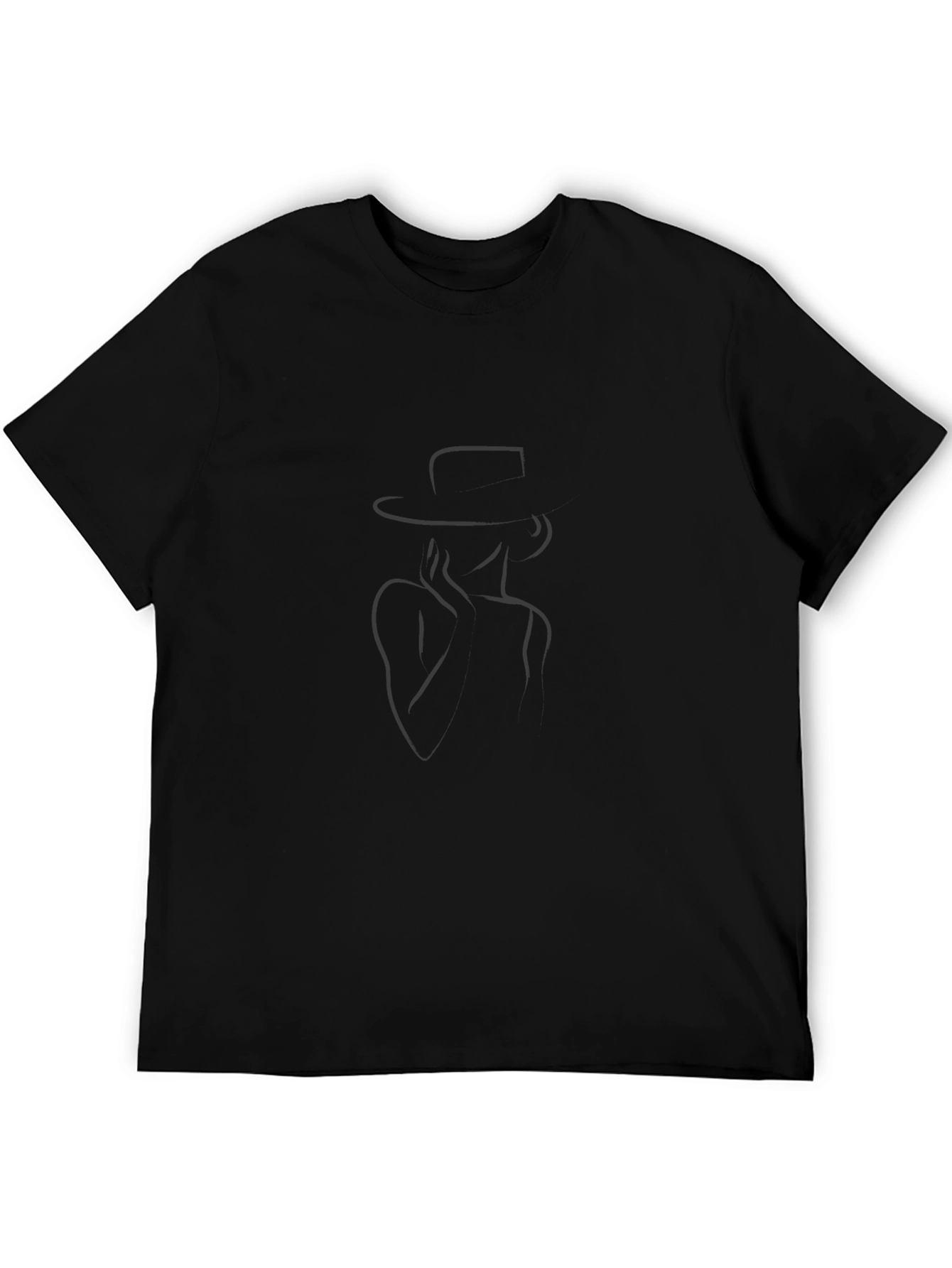 Elegant Minimalist Womans Silhouette Black T-Shirt