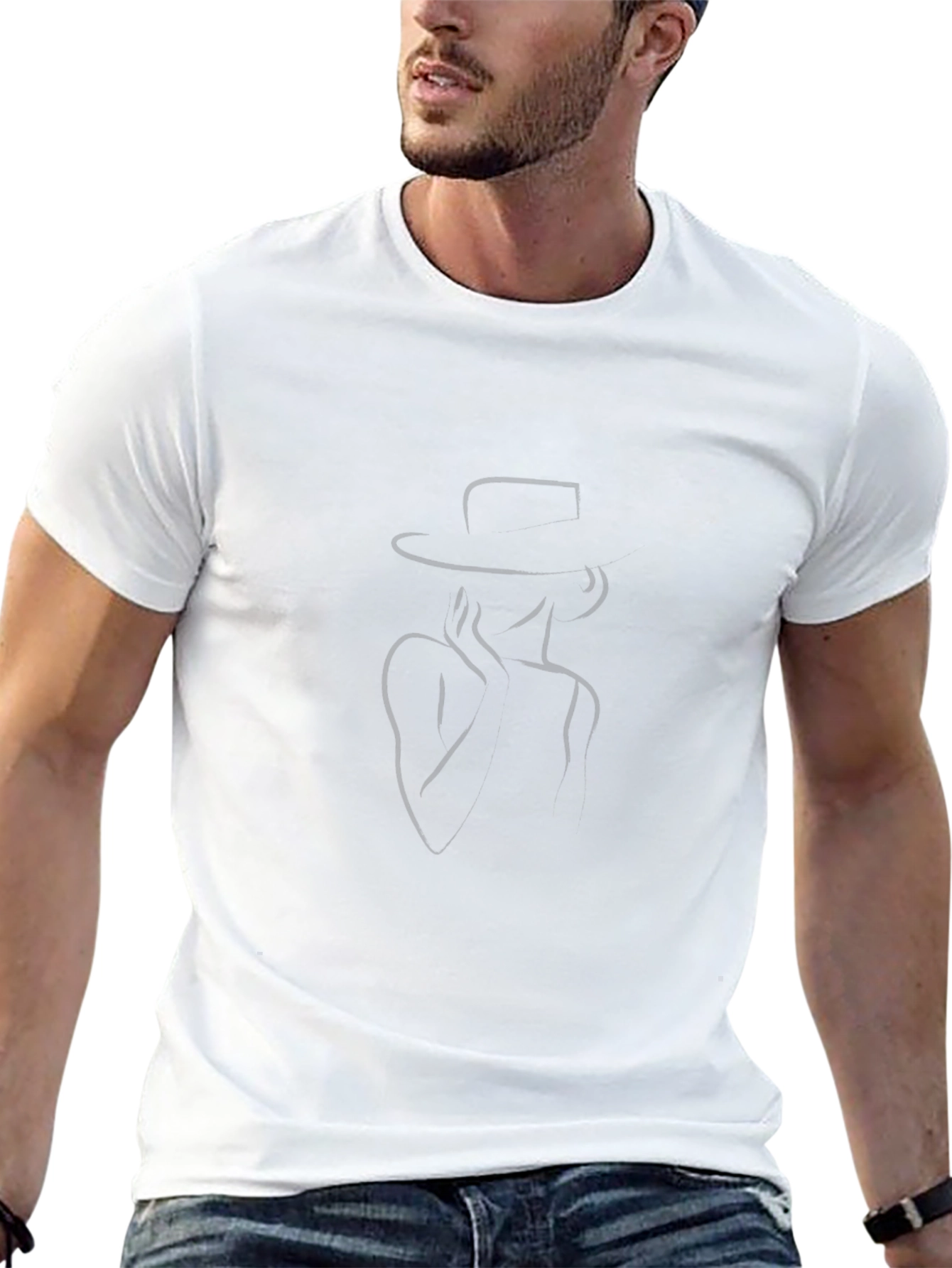Elegant Minimalist Womans Silhouette Black T-Shirt
