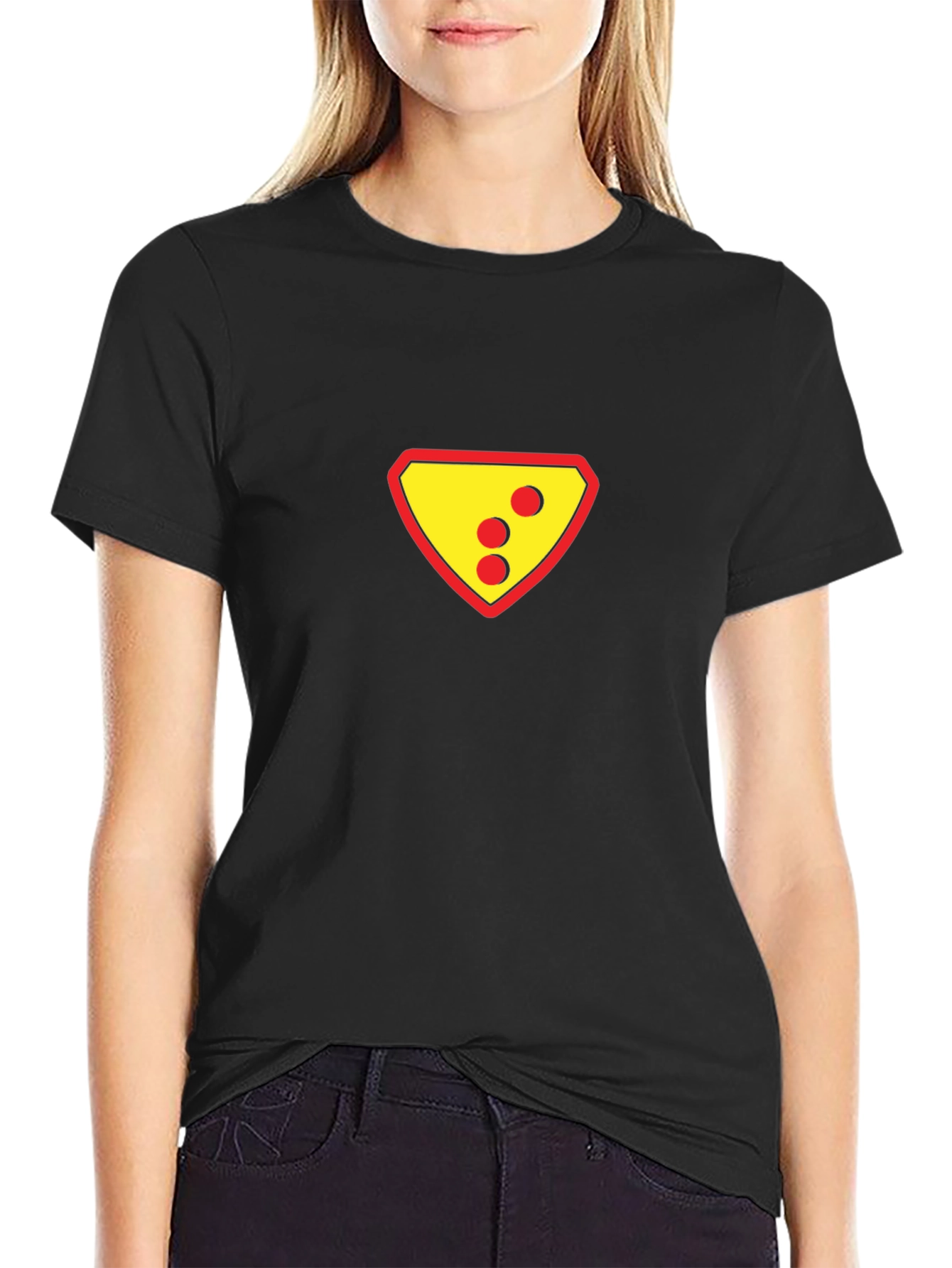 Black T-Shirt with Superhero-Style Cheese Logo