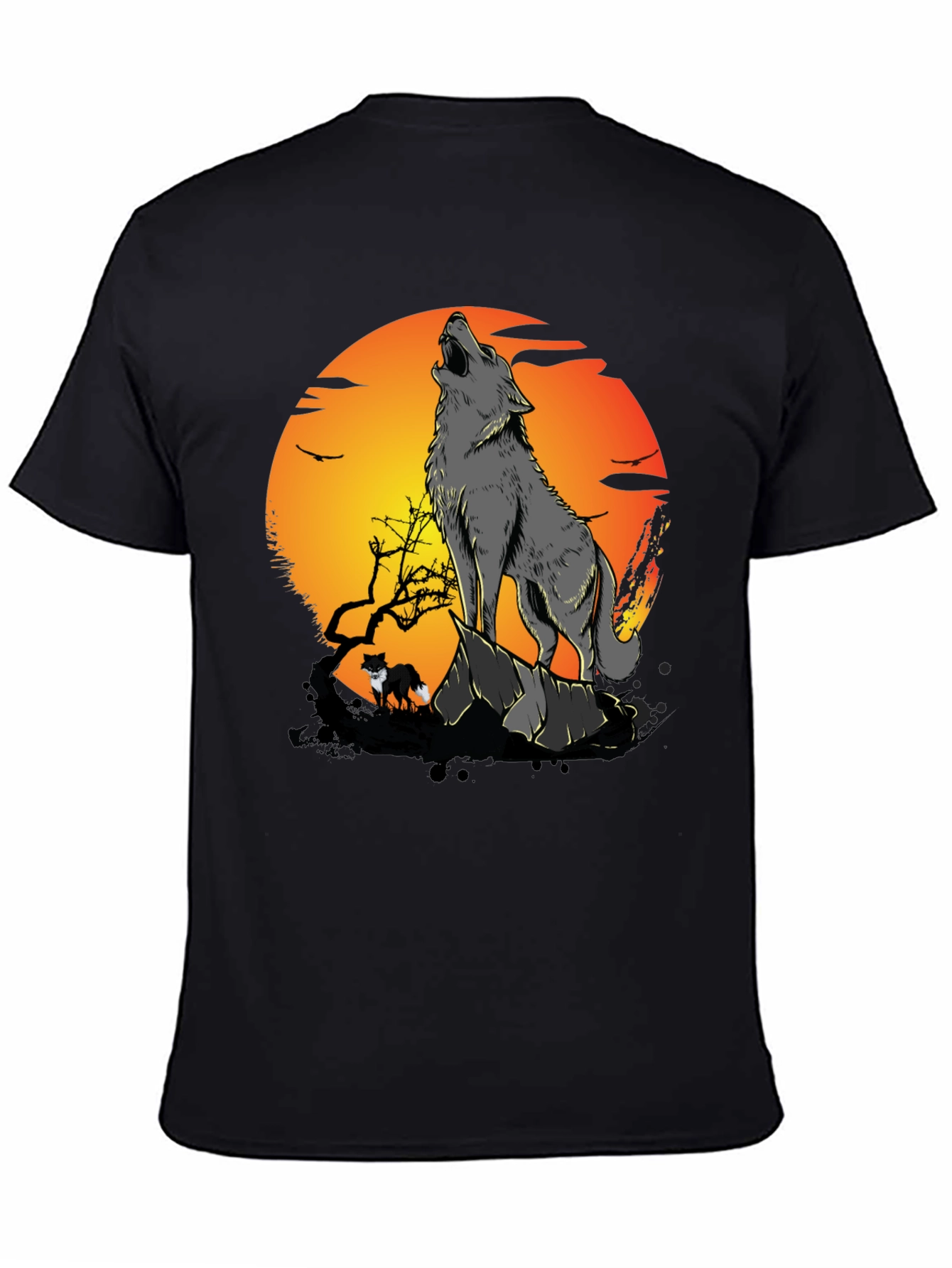 Wolf Howling at Moon Graphic Tee