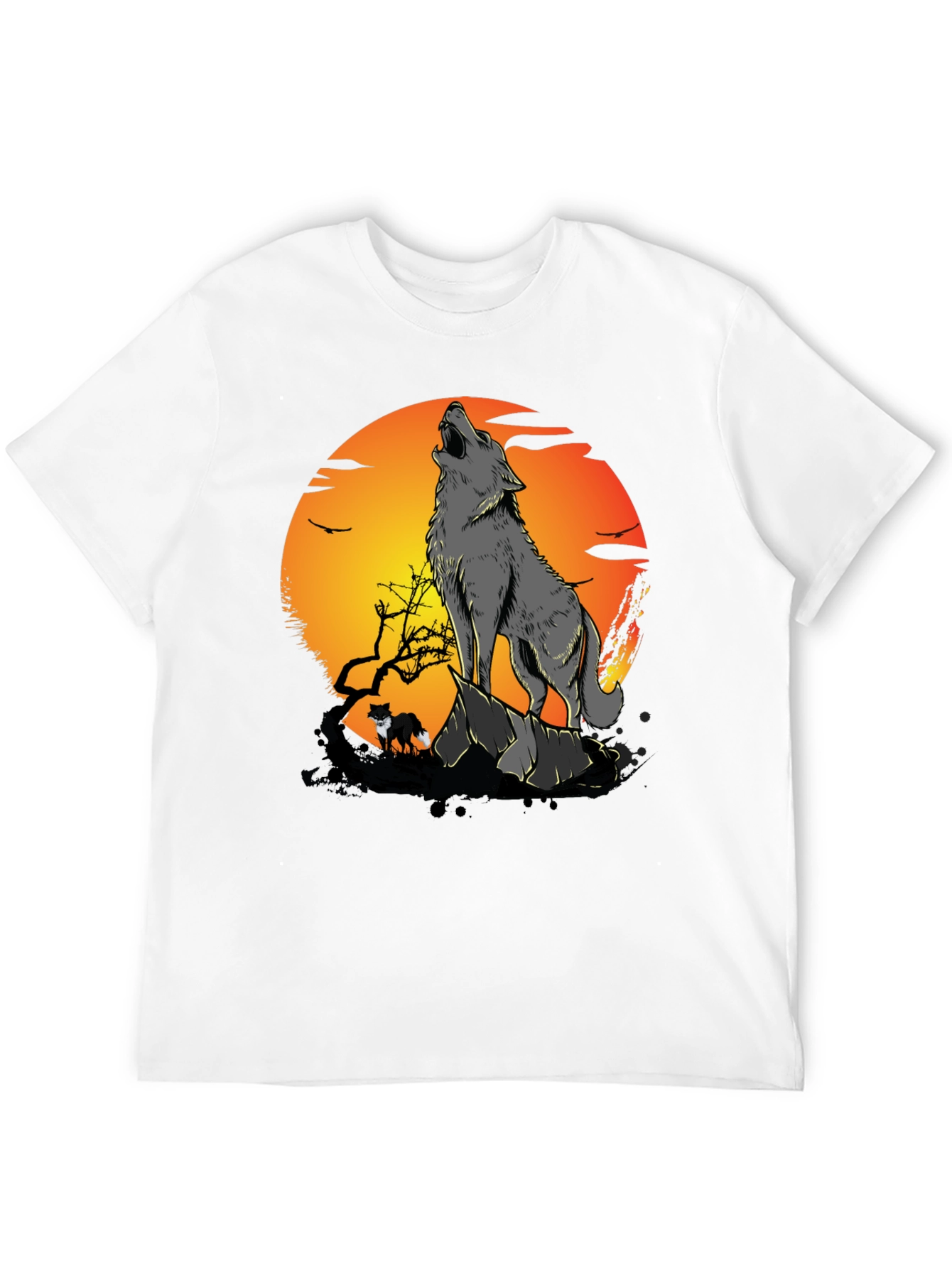 Wolf Howling at Moon Graphic Tee
