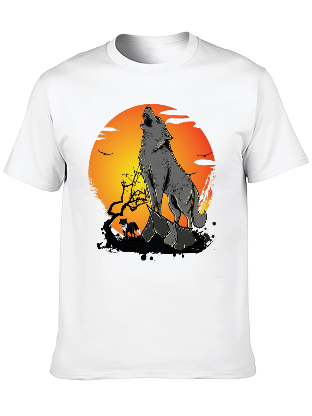 Wolf Howling at Moon Graphic Tee