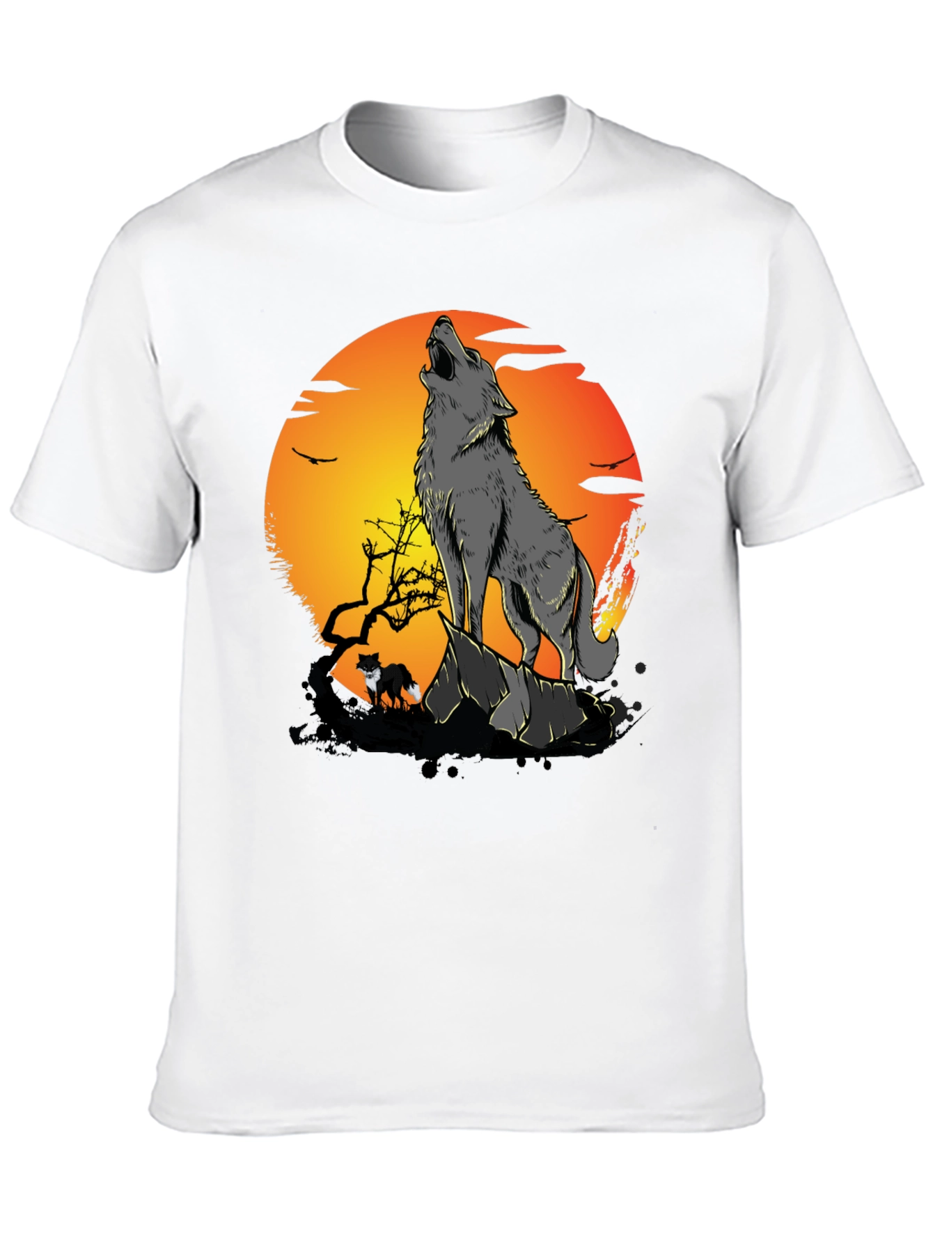Wolf Howling at Moon Graphic Tee