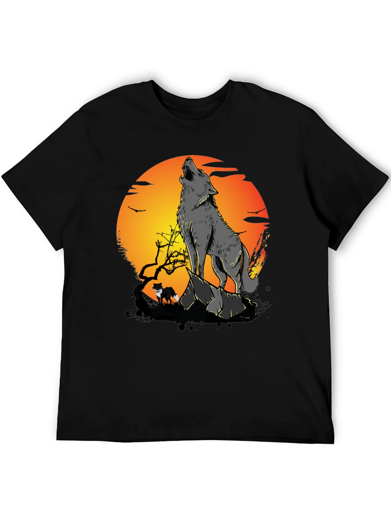 Wolf Howling at Moon Graphic Tee