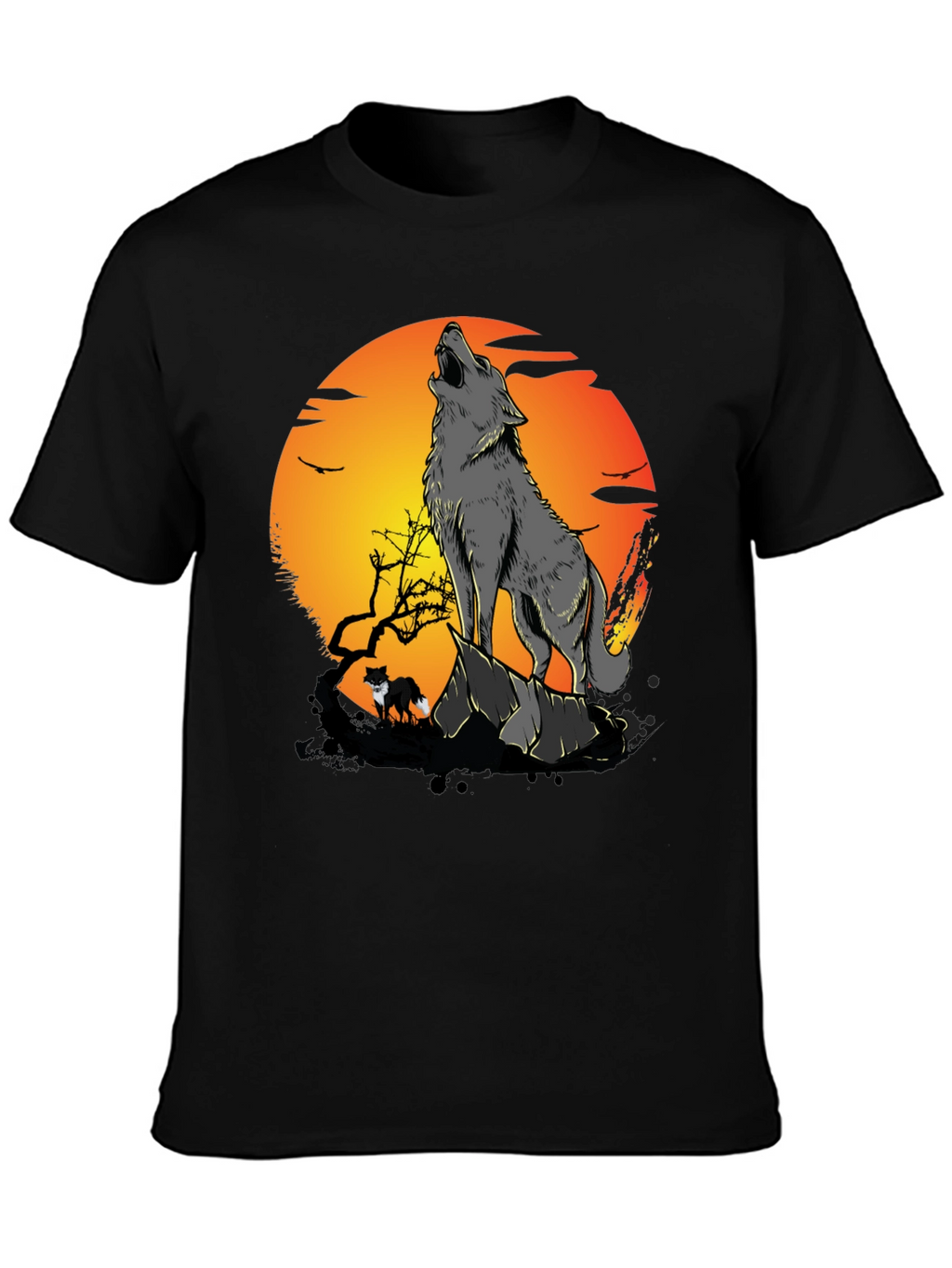 Wolf Howling at Moon Graphic Tee
