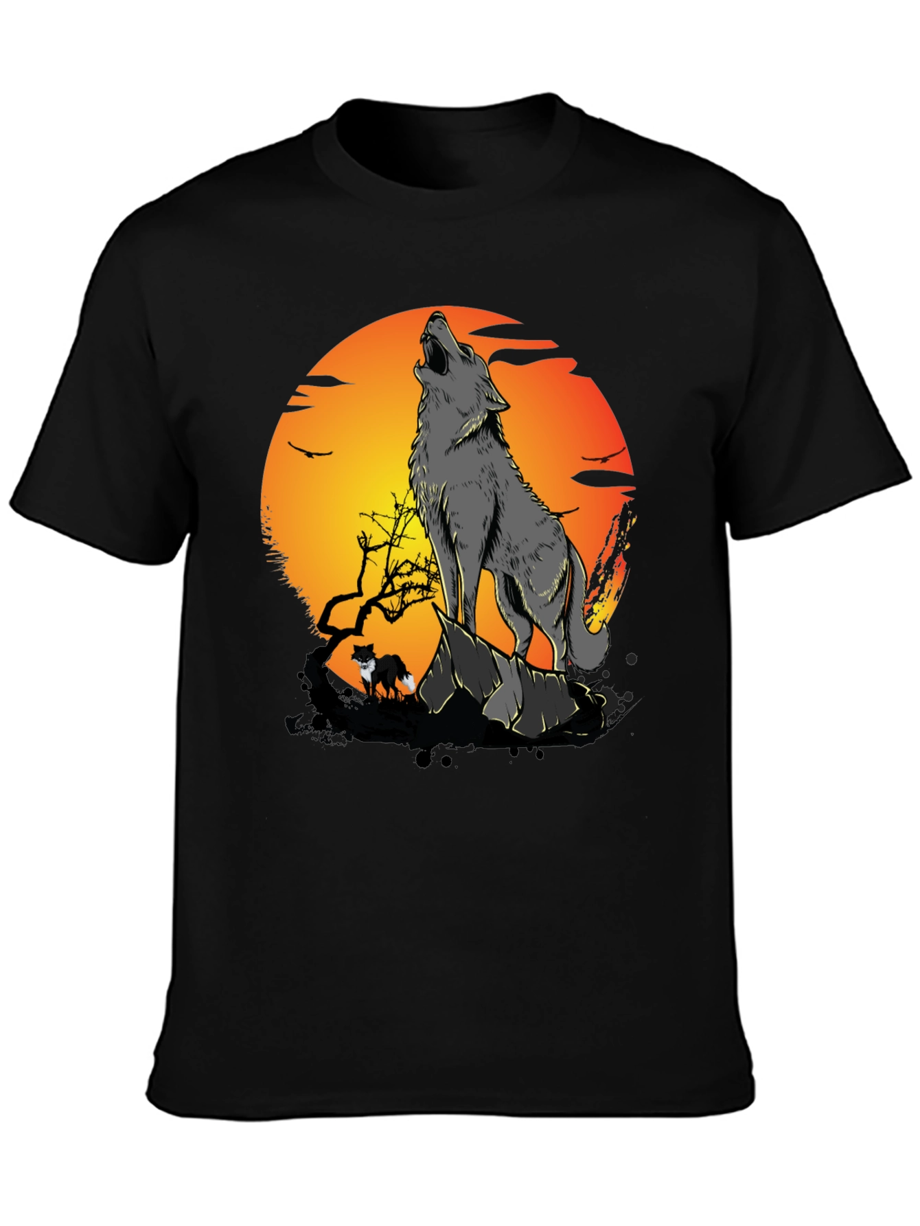 Wolf Howling at Moon Graphic Tee