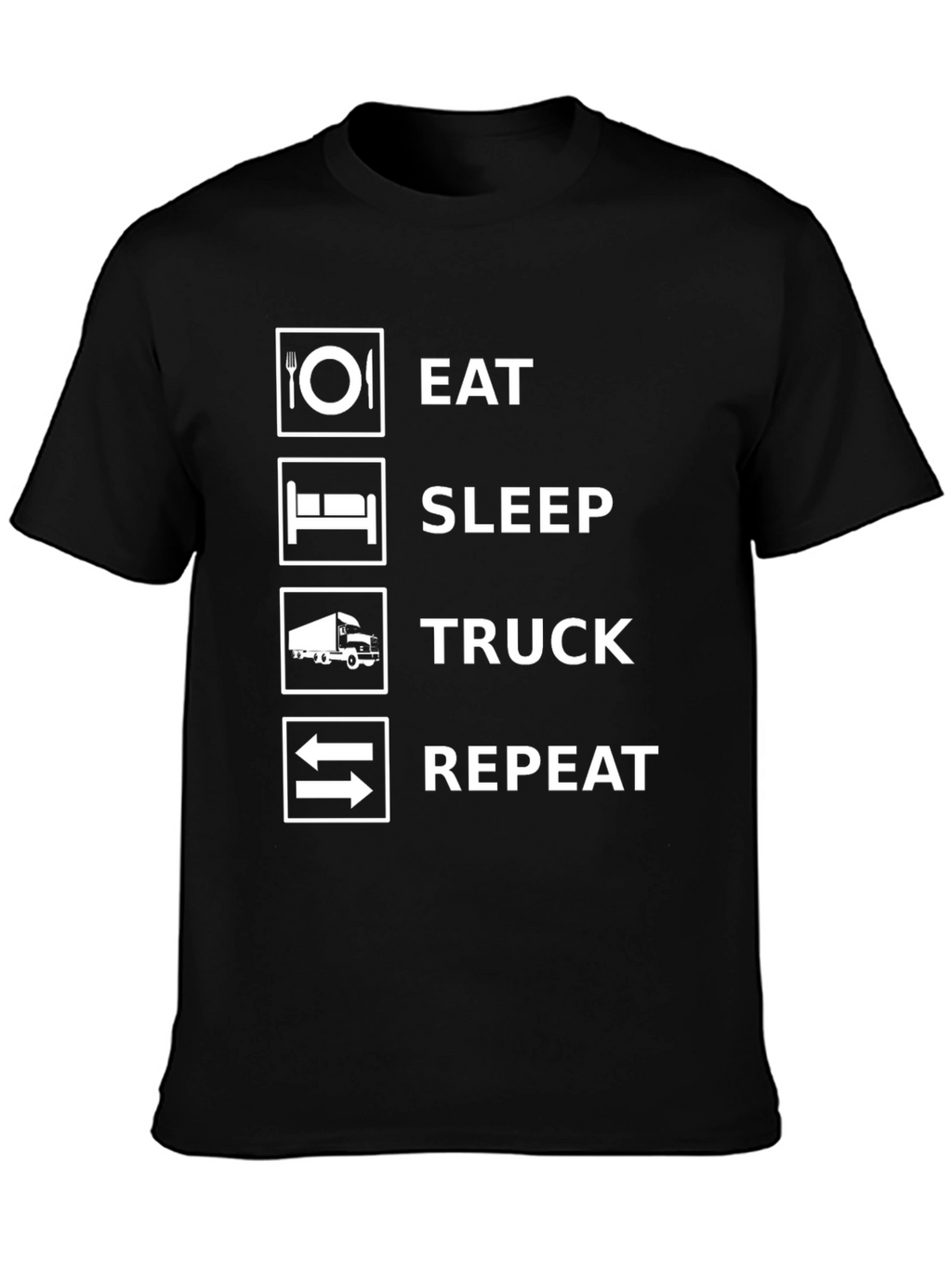 Eat Sleep Truck Repeat Black Graphic T-Shirt