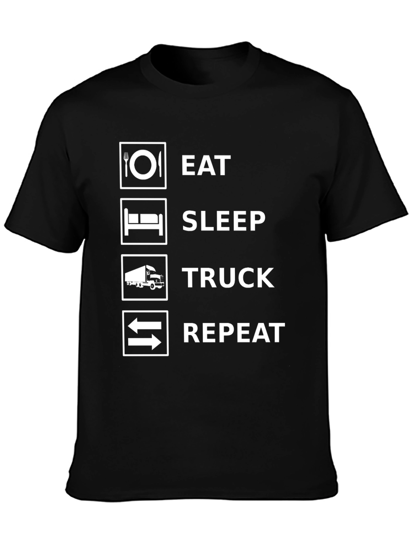 Eat Sleep Truck Repeat Black Graphic T-Shirt