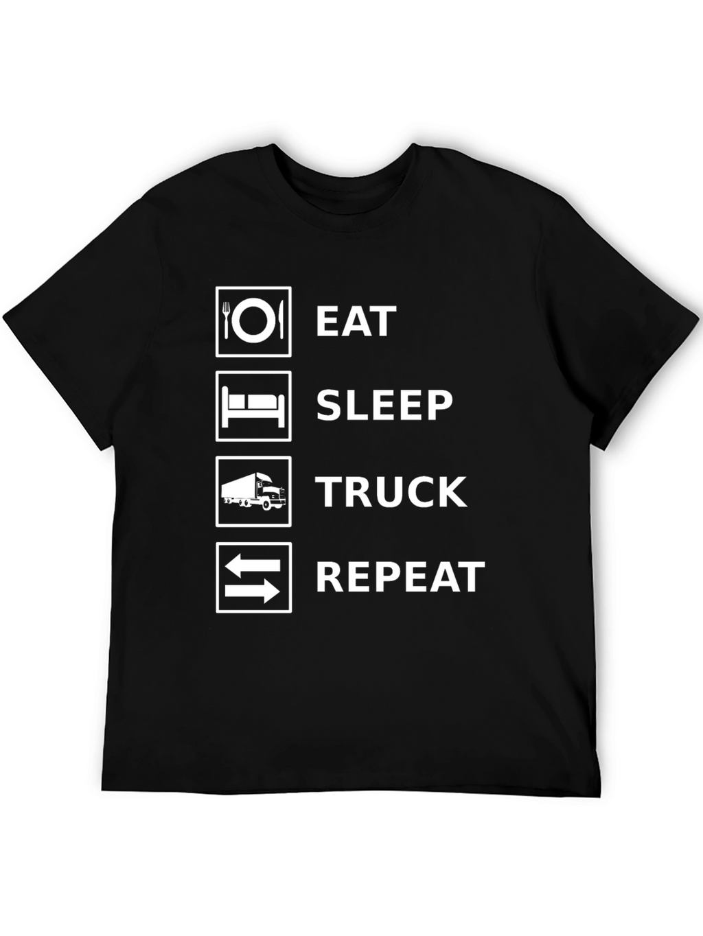 Eat Sleep Truck Repeat Black Graphic T-Shirt