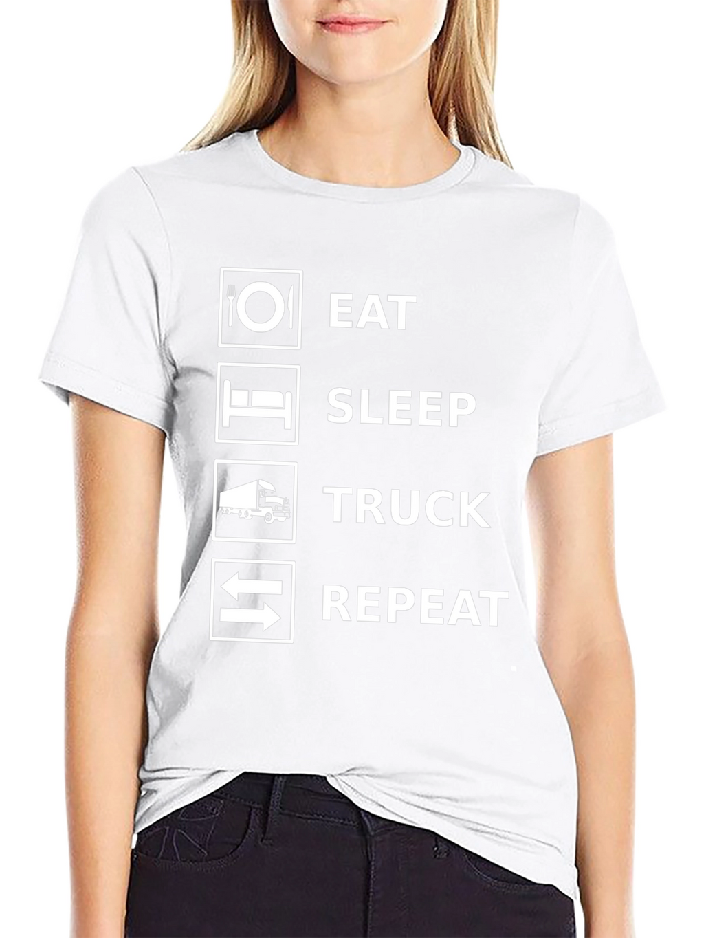 Eat Sleep Truck Repeat Black Graphic T-Shirt