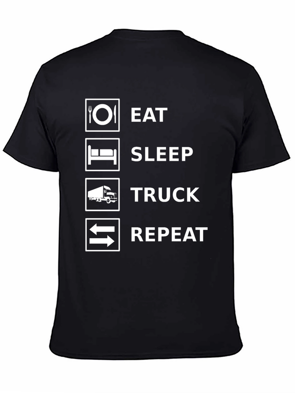 Eat Sleep Truck Repeat Black Graphic T-Shirt