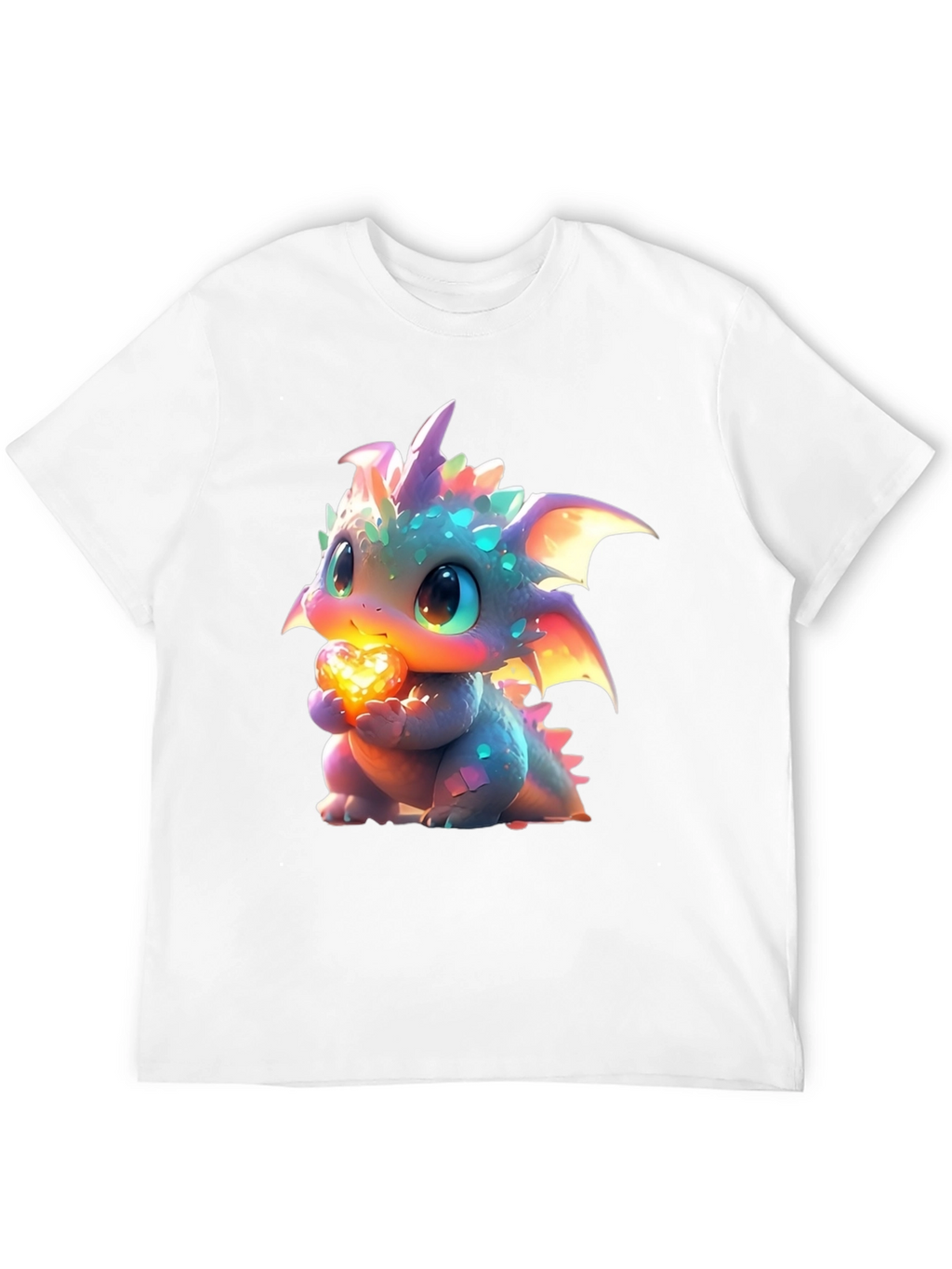 Cute Dragon Holding Heart Graphic T-Shirt