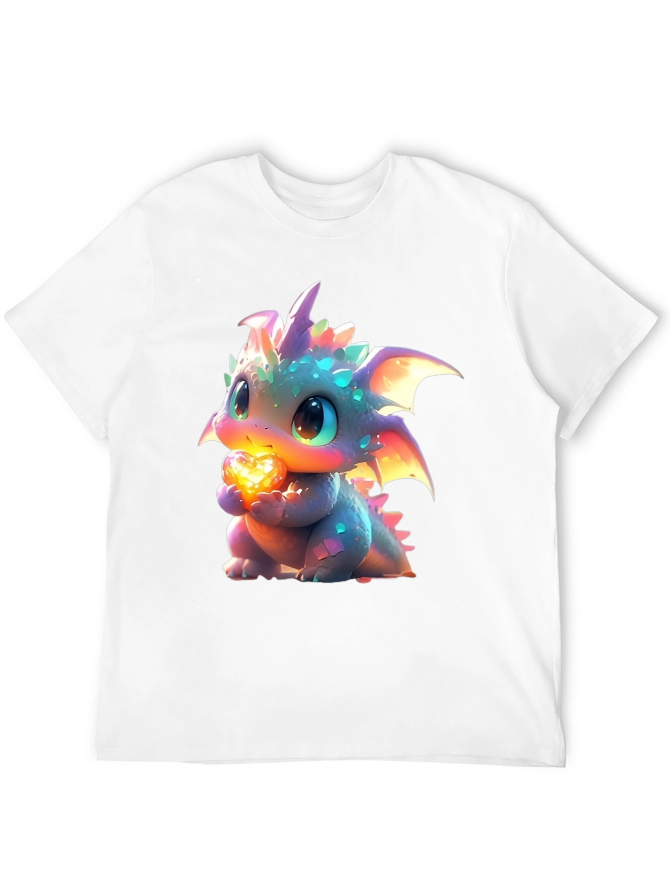 Cute Dragon Holding Heart Graphic T-Shirt
