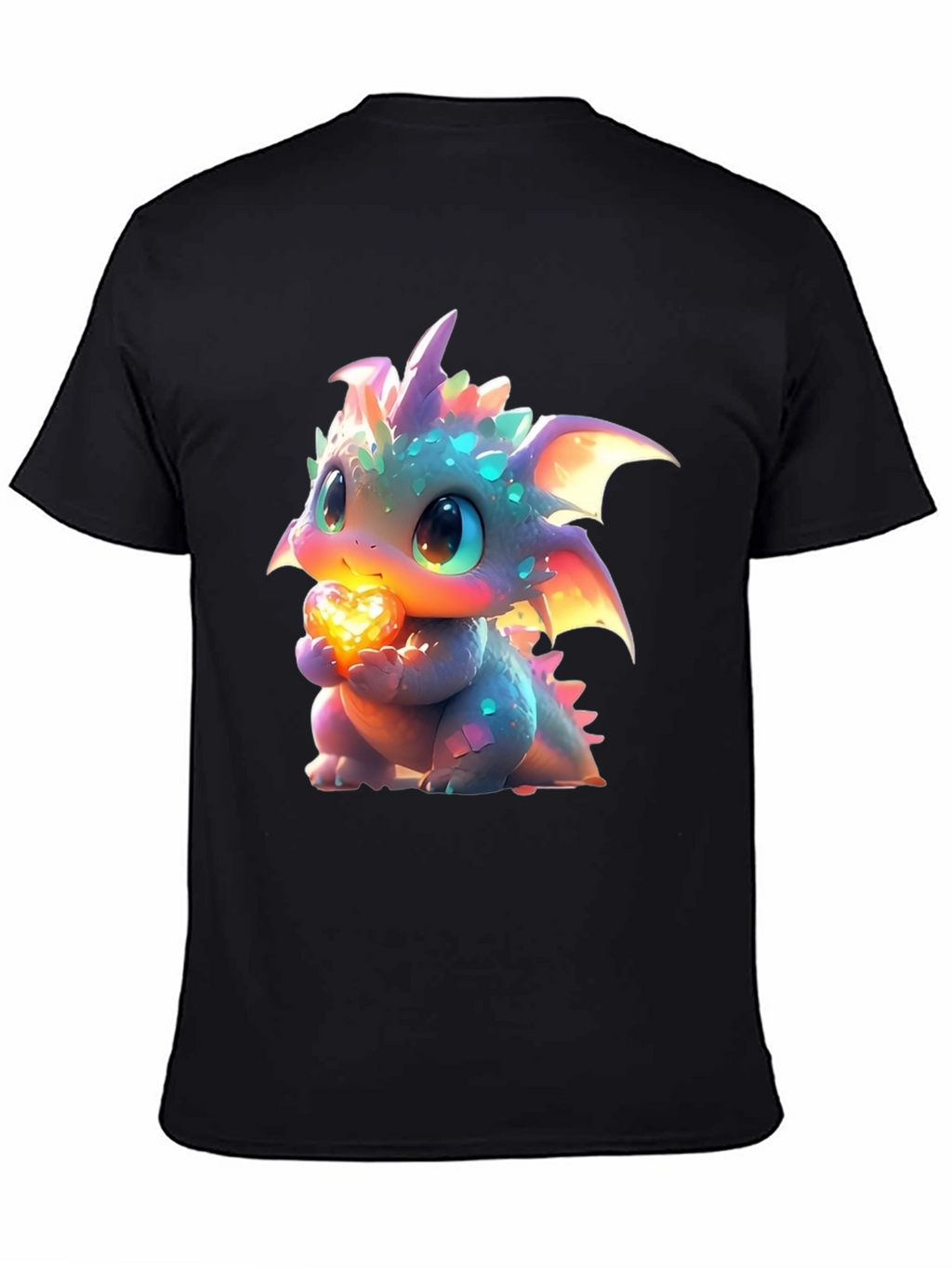 Cute Dragon Holding Heart Graphic T-Shirt