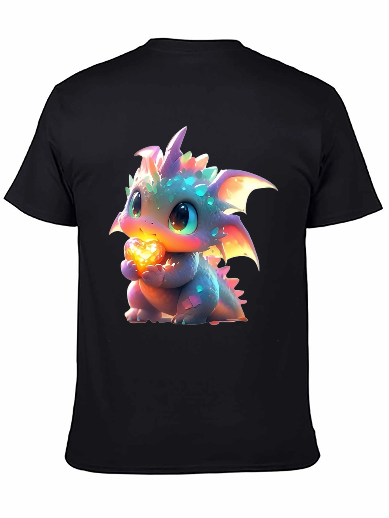Cute Dragon Holding Heart Graphic T-Shirt
