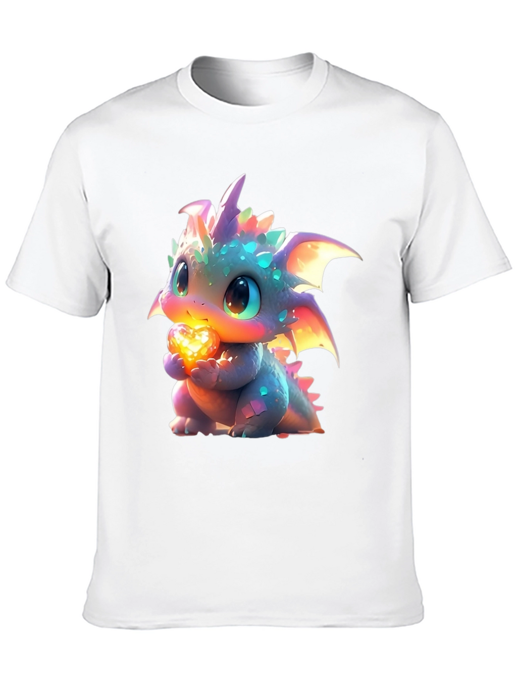 Cute Dragon Holding Heart Graphic T-Shirt