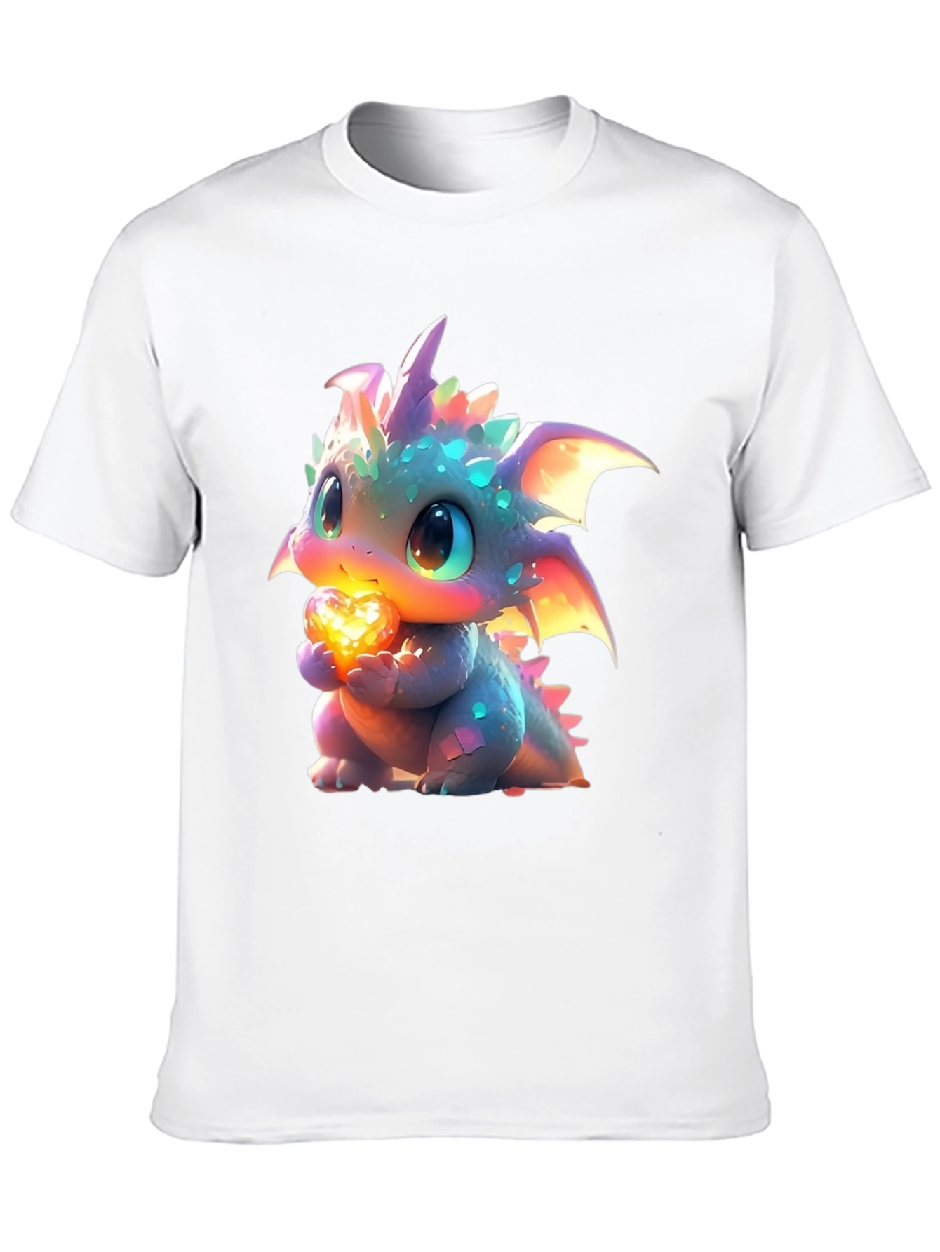 Cute Dragon Holding Heart Graphic T-Shirt