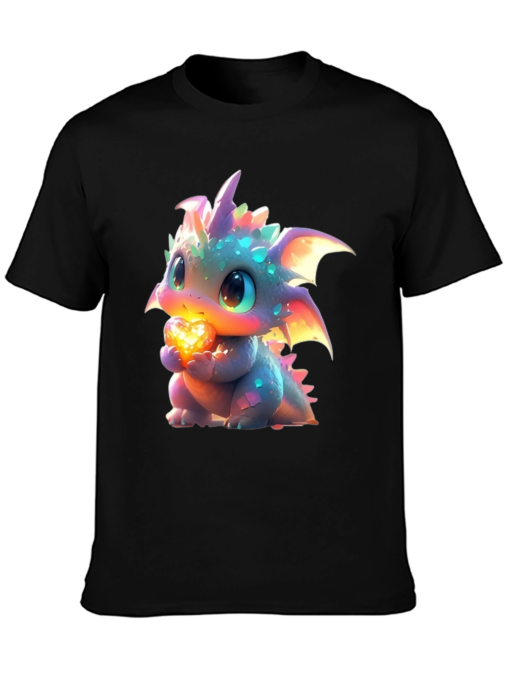 Cute Dragon Holding Heart Graphic T-Shirt