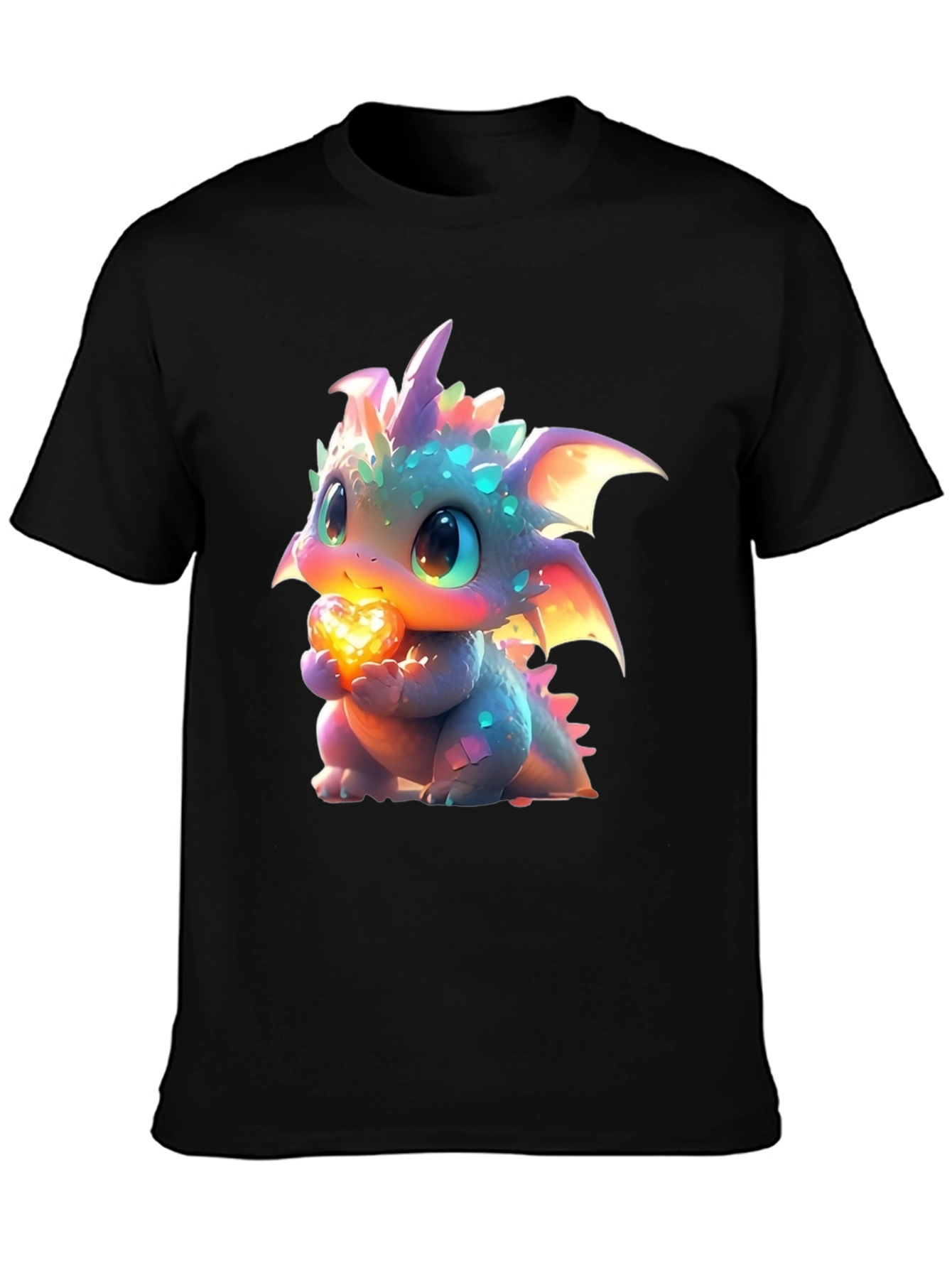 Cute Dragon Holding Heart Graphic T-Shirt