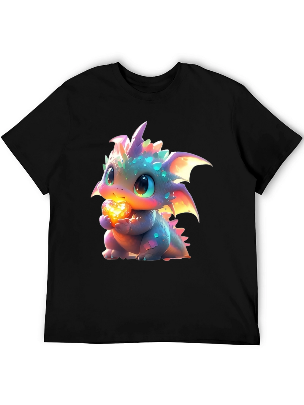 Cute Dragon Holding Heart Graphic T-Shirt