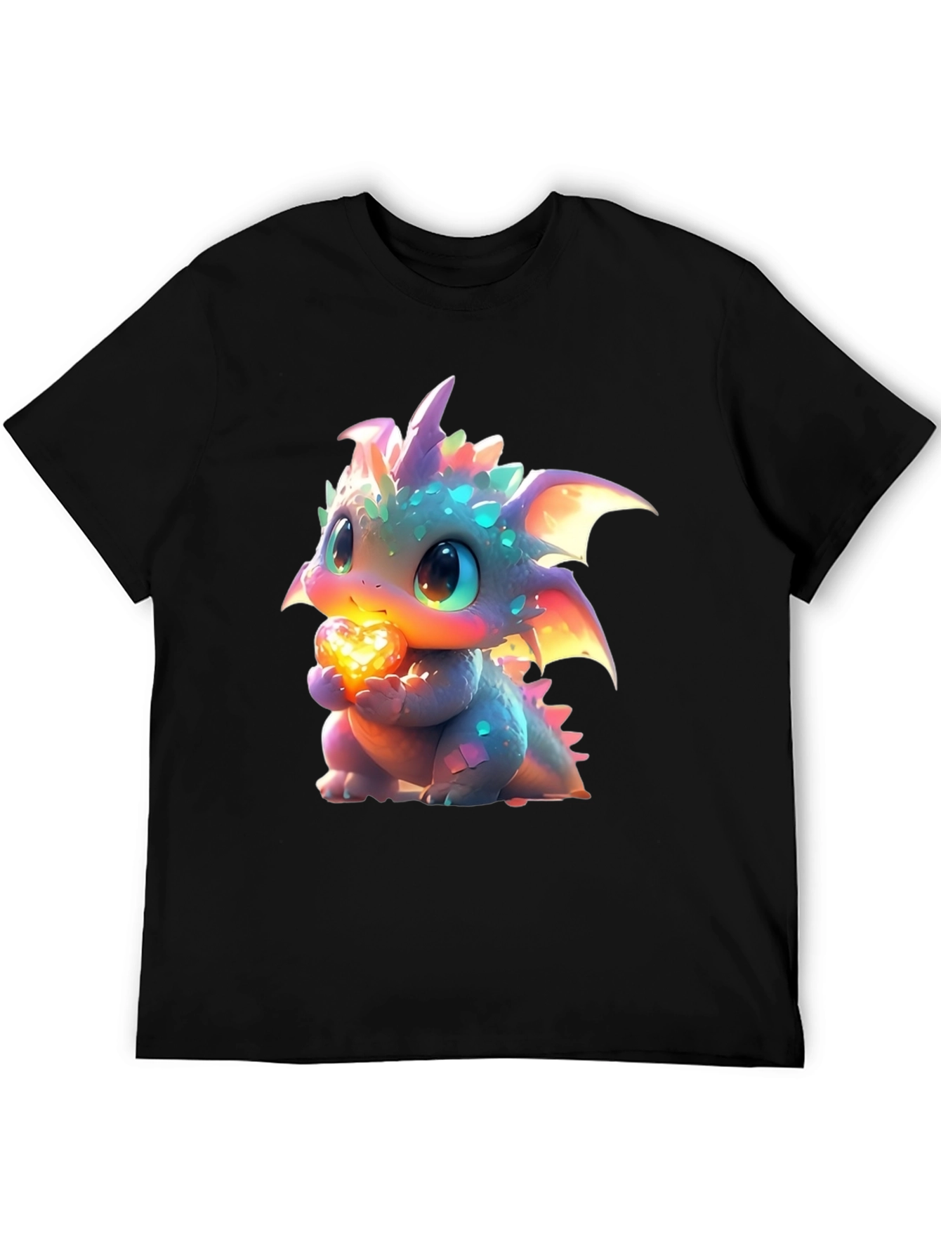 Cute Dragon Holding Heart Graphic T-Shirt