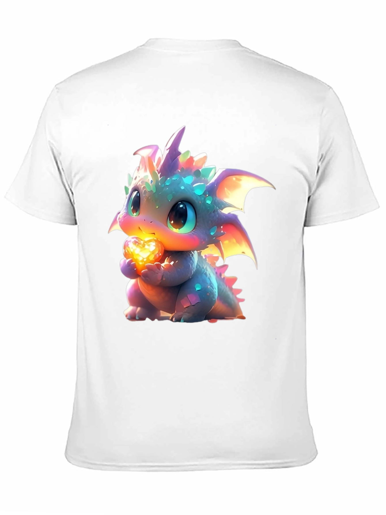 Cute Dragon Holding Heart Graphic T-Shirt