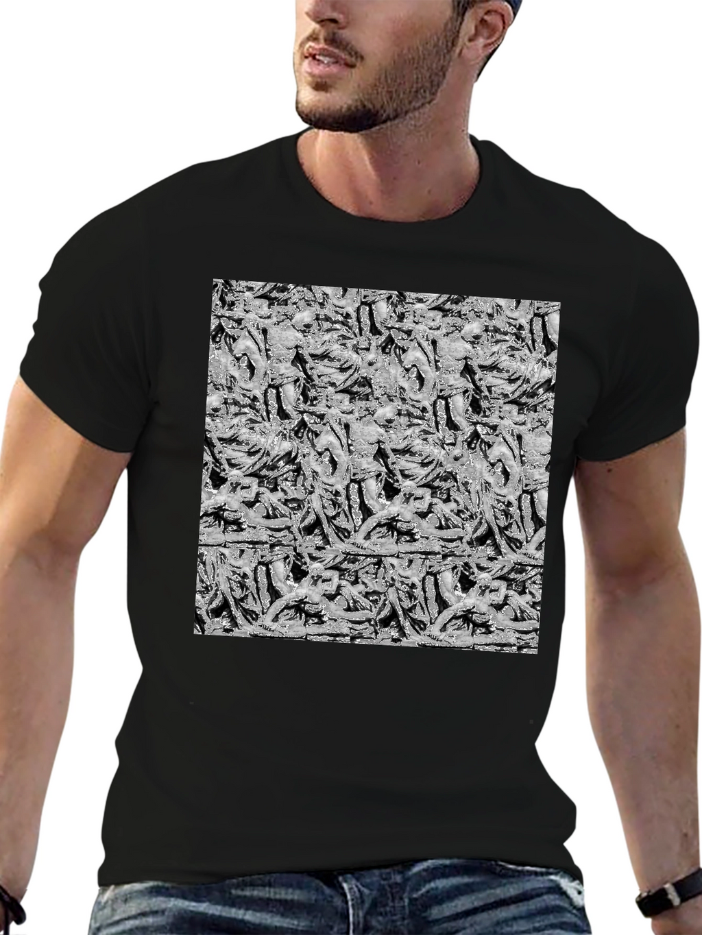 Statue Print Black T-Shirt