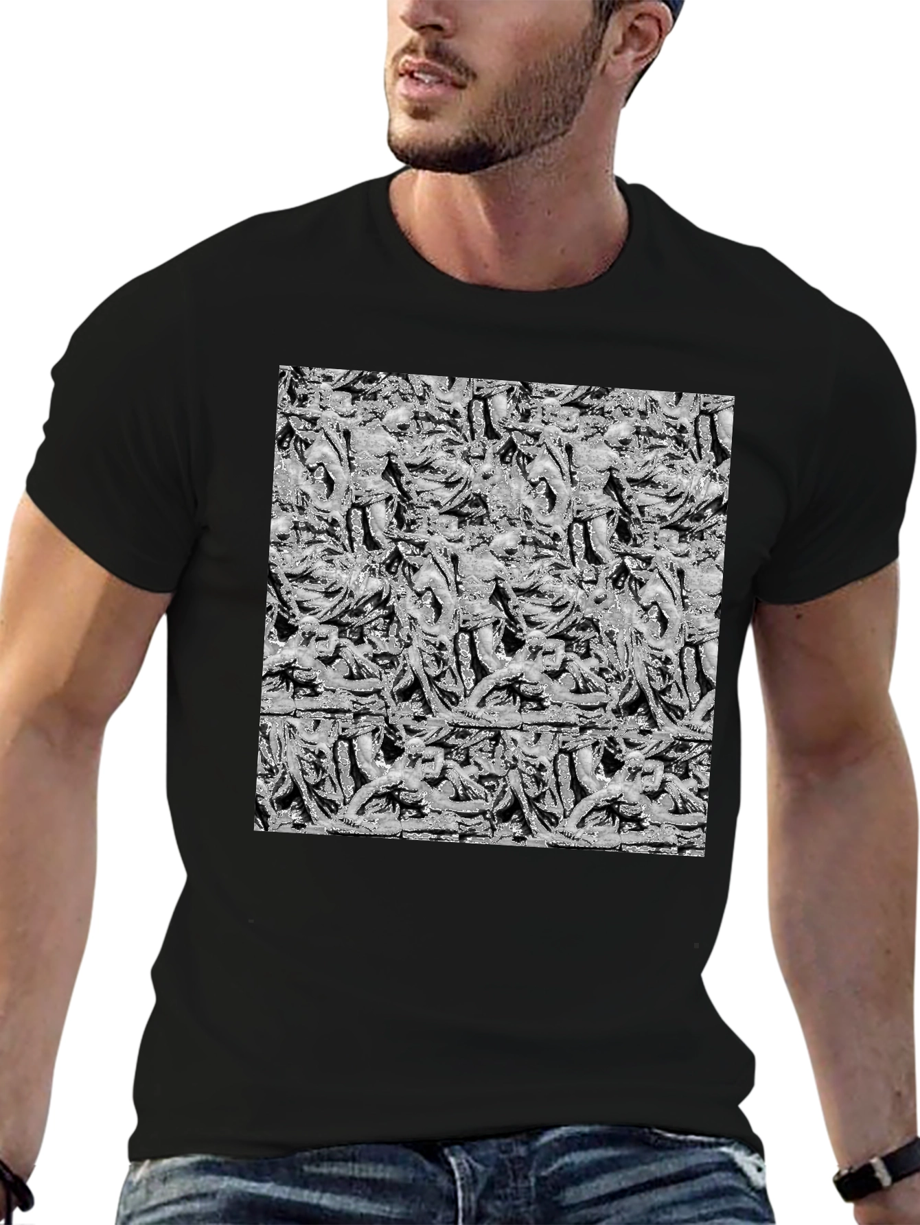 Statue Print Black T-Shirt