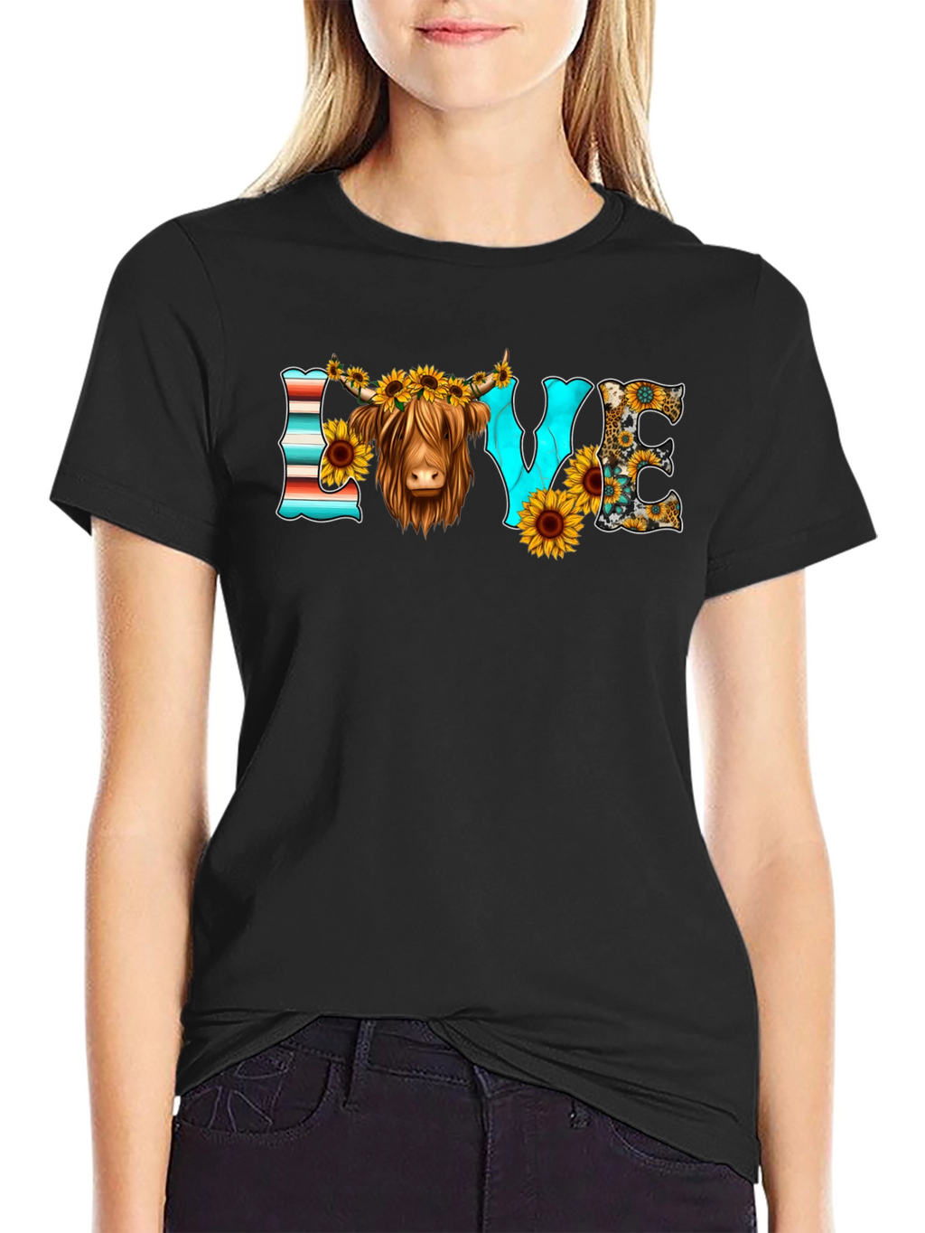 LOVE Highland Cow Graphic Tee