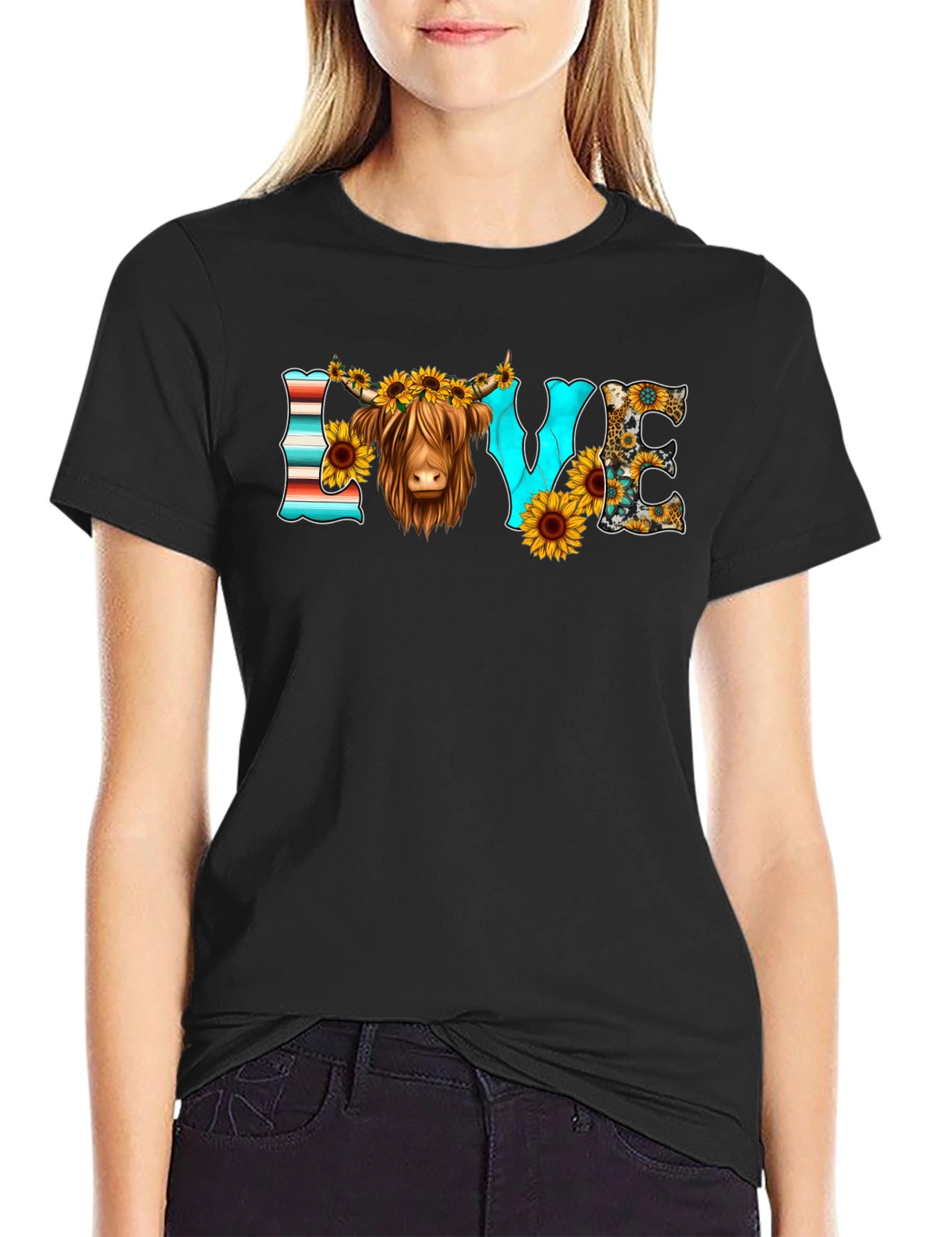 LOVE Highland Cow Graphic Tee