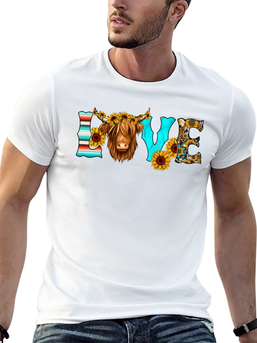 LOVE Highland Cow Graphic Tee
