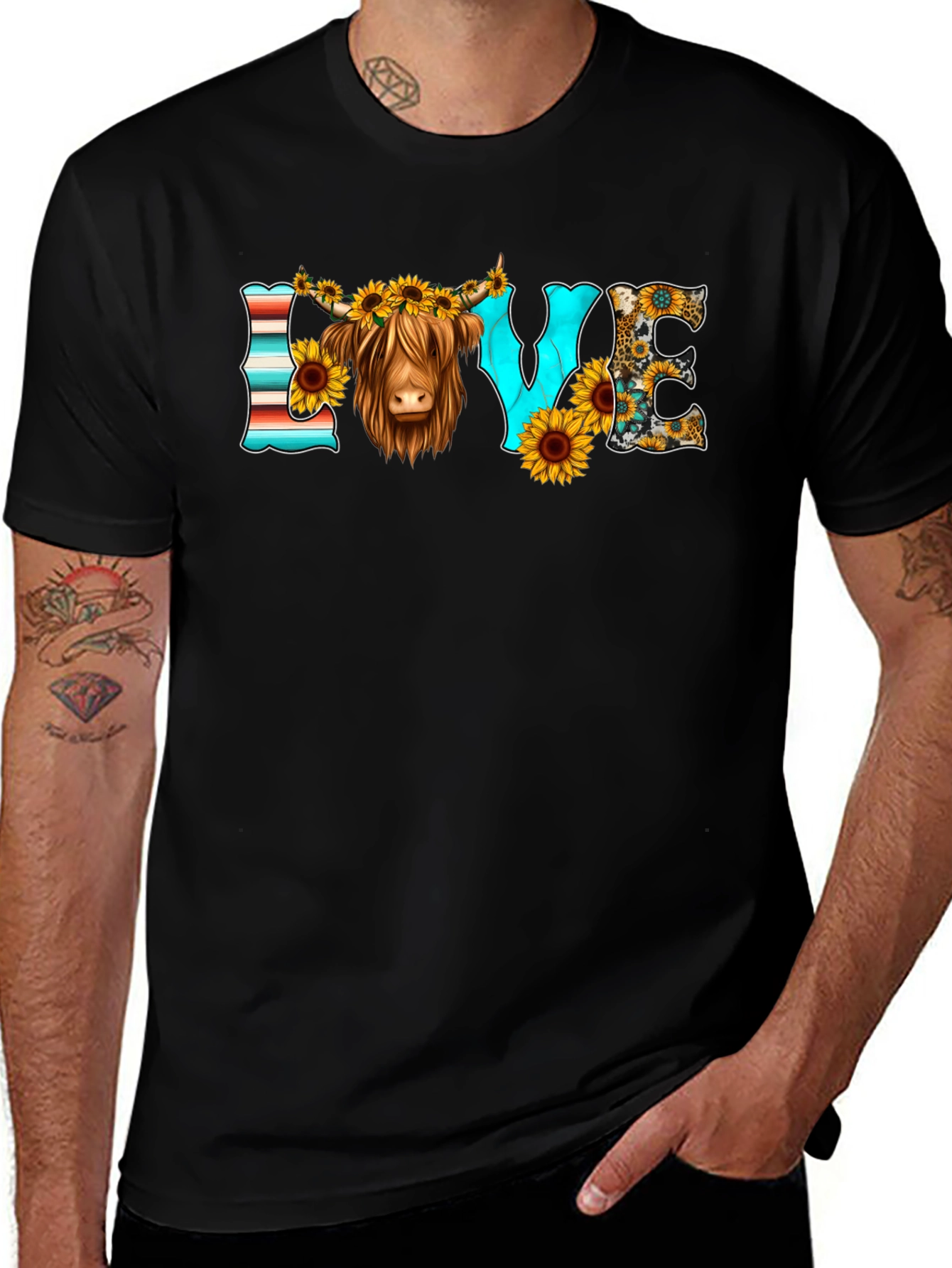 LOVE Highland Cow Graphic Tee