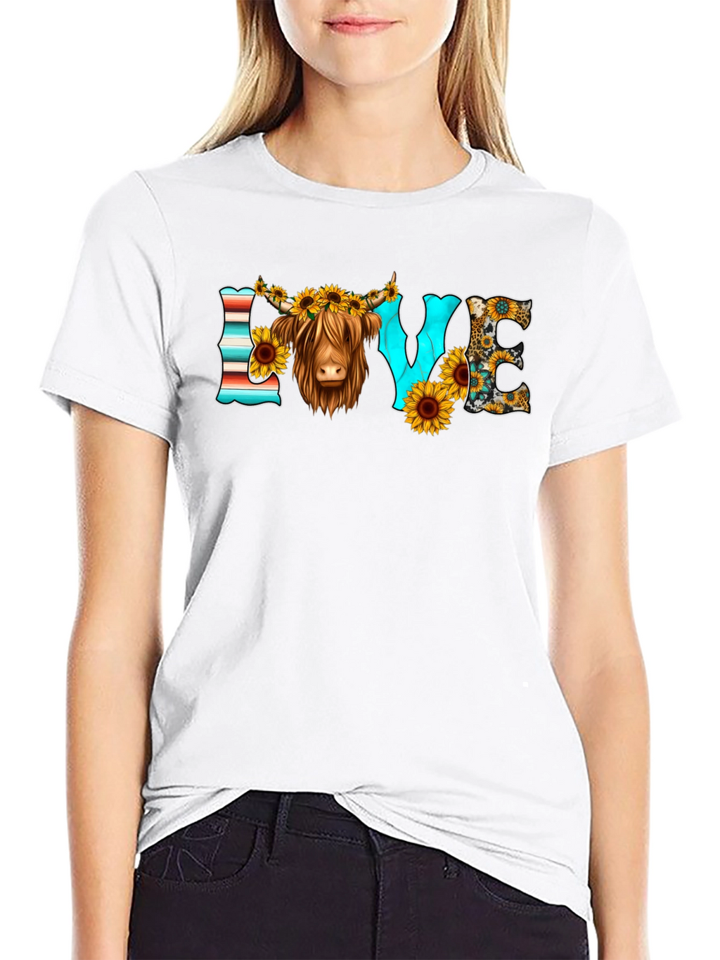 LOVE Highland Cow Graphic Tee
