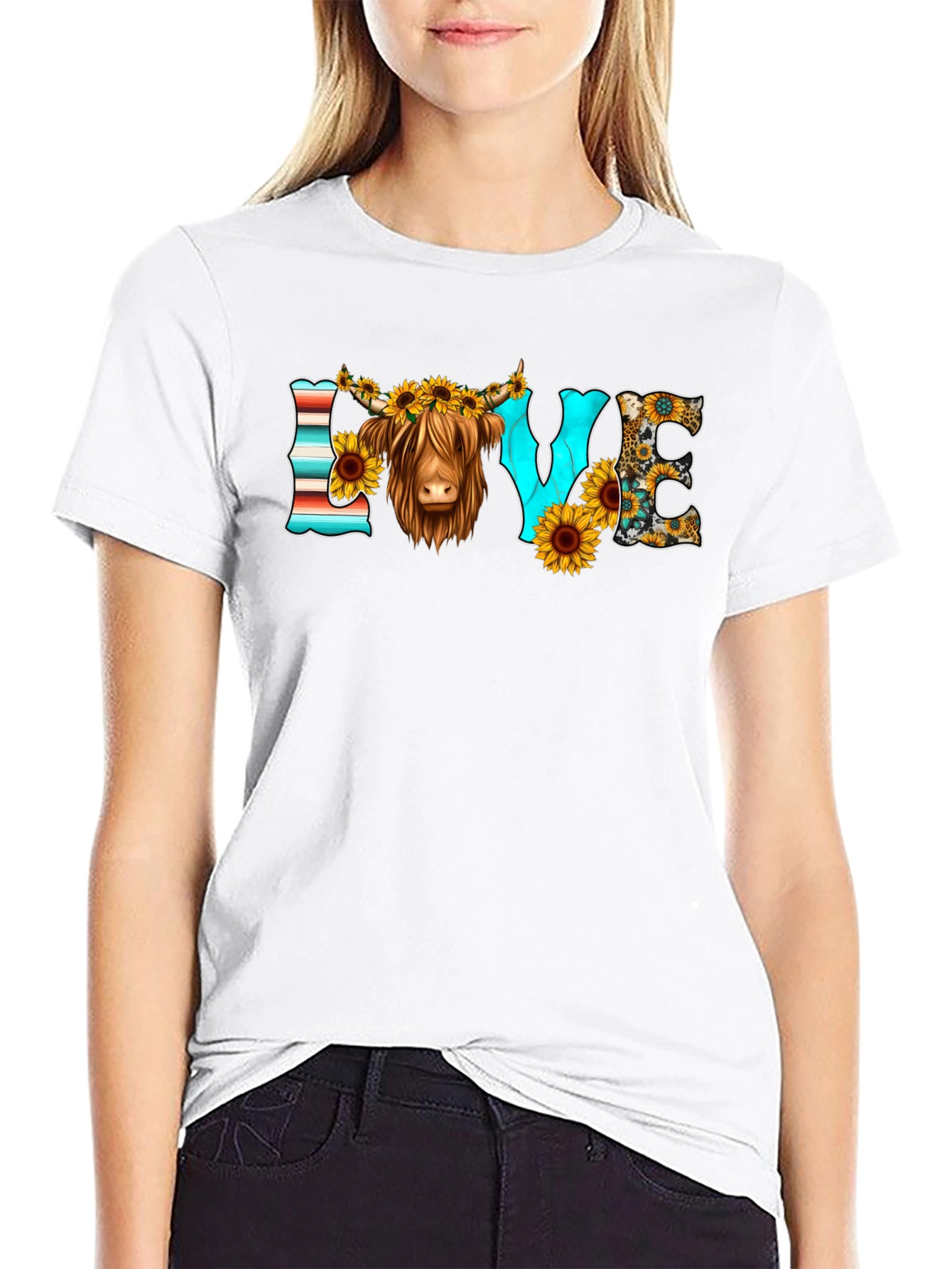 LOVE Highland Cow Graphic Tee